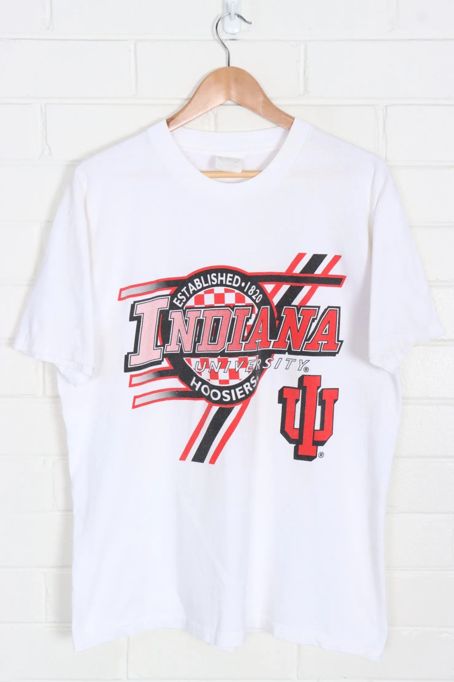 Hoosiers Indiana University College Red & Black Spell Out Tee (XL)