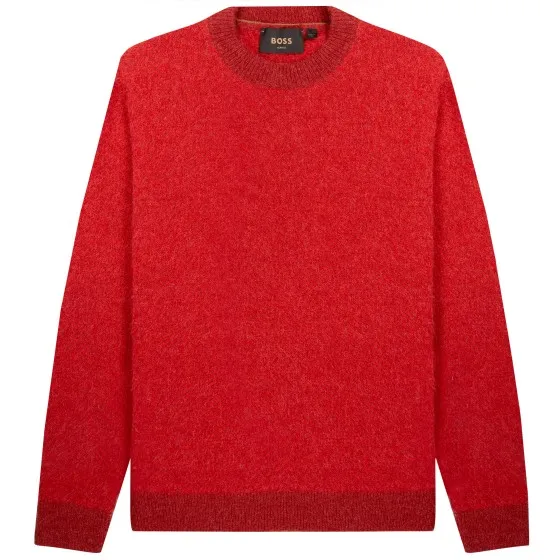 HUGO BOSS L-Mago Alpaca Blend Crewneck Sweater Medium Red