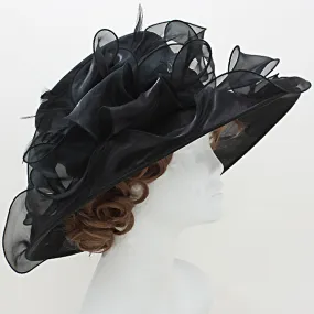 iLLASPARKZ Feather Ribbon Organza Dressy Church Hat