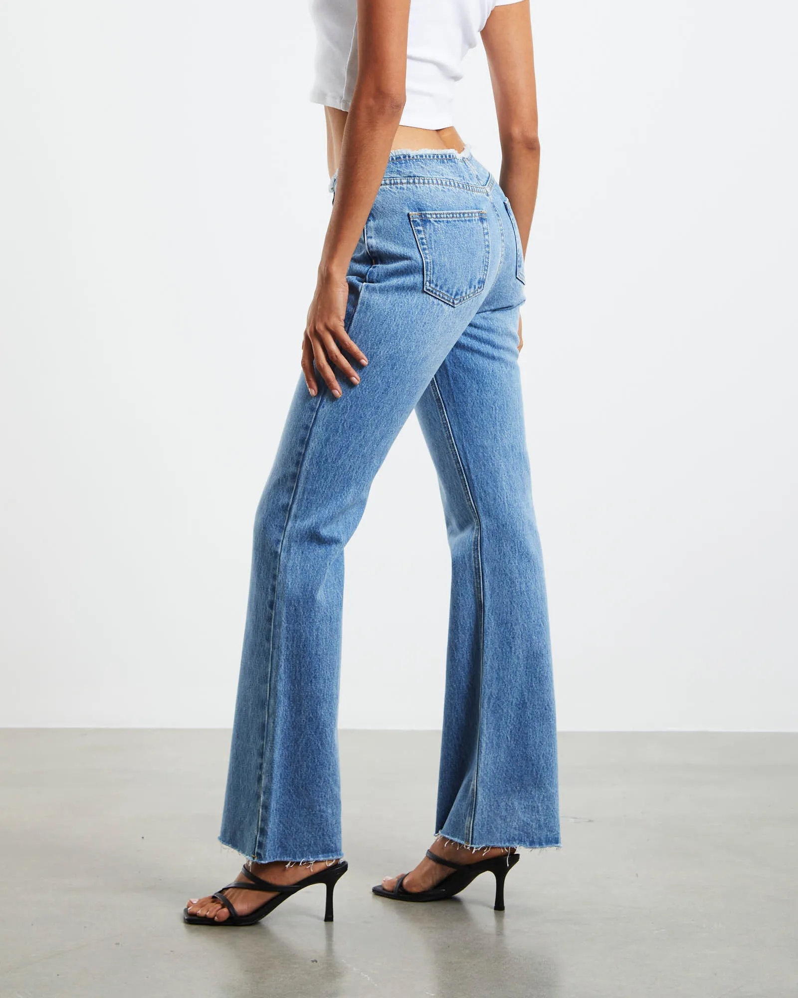 Insight Christina Low Rise Flare Jeans Hacker Blue