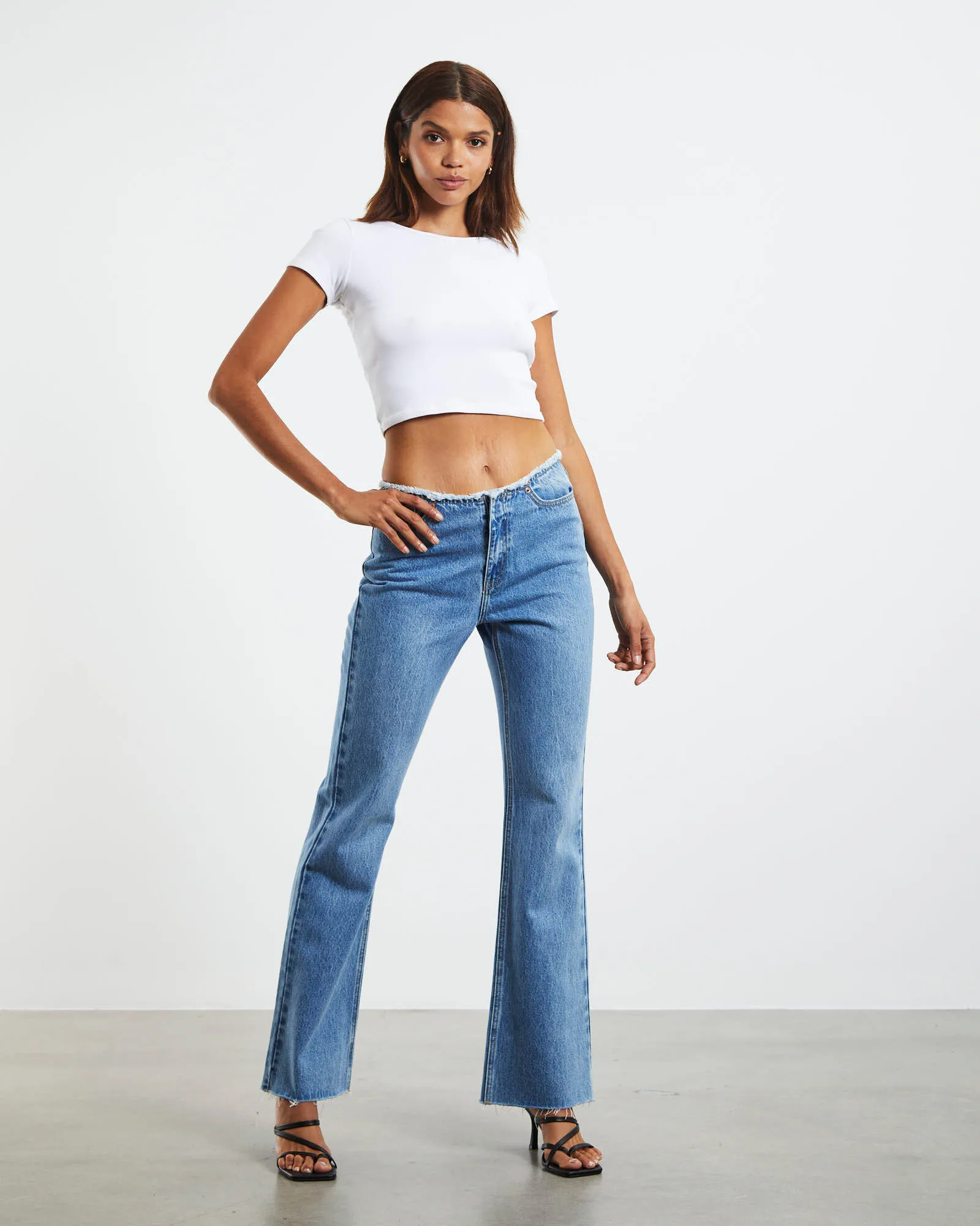 Insight Christina Low Rise Flare Jeans Hacker Blue