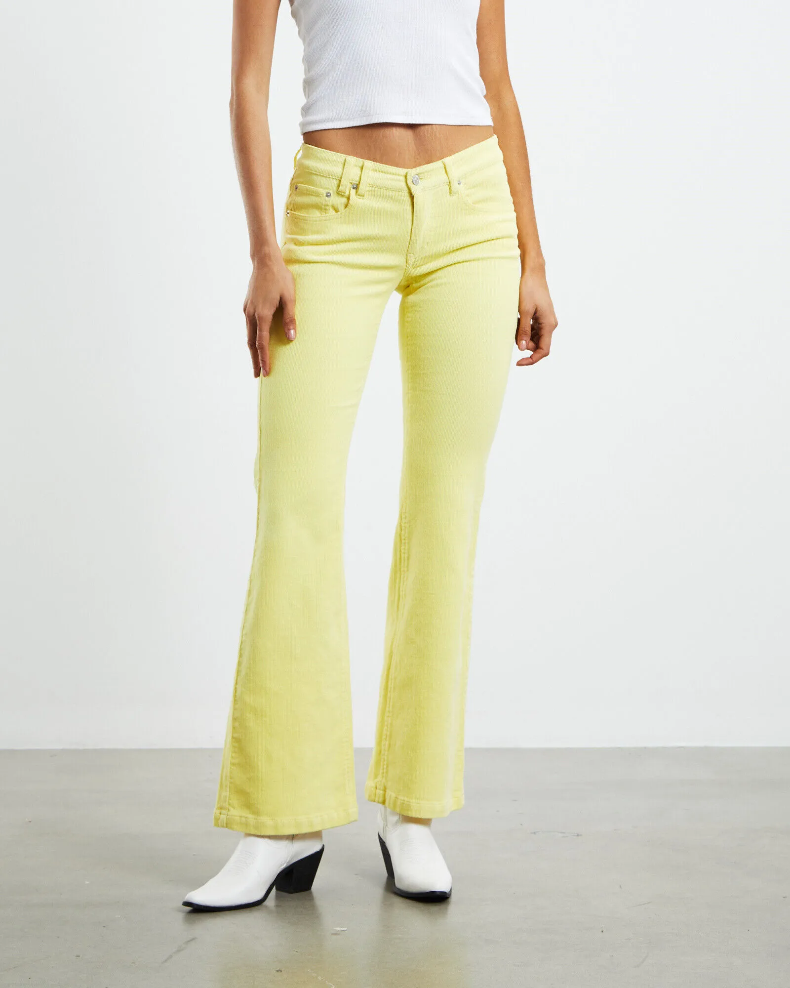 Insight Syd Cord Low Rise Bootleg Jeans Acid Yellow