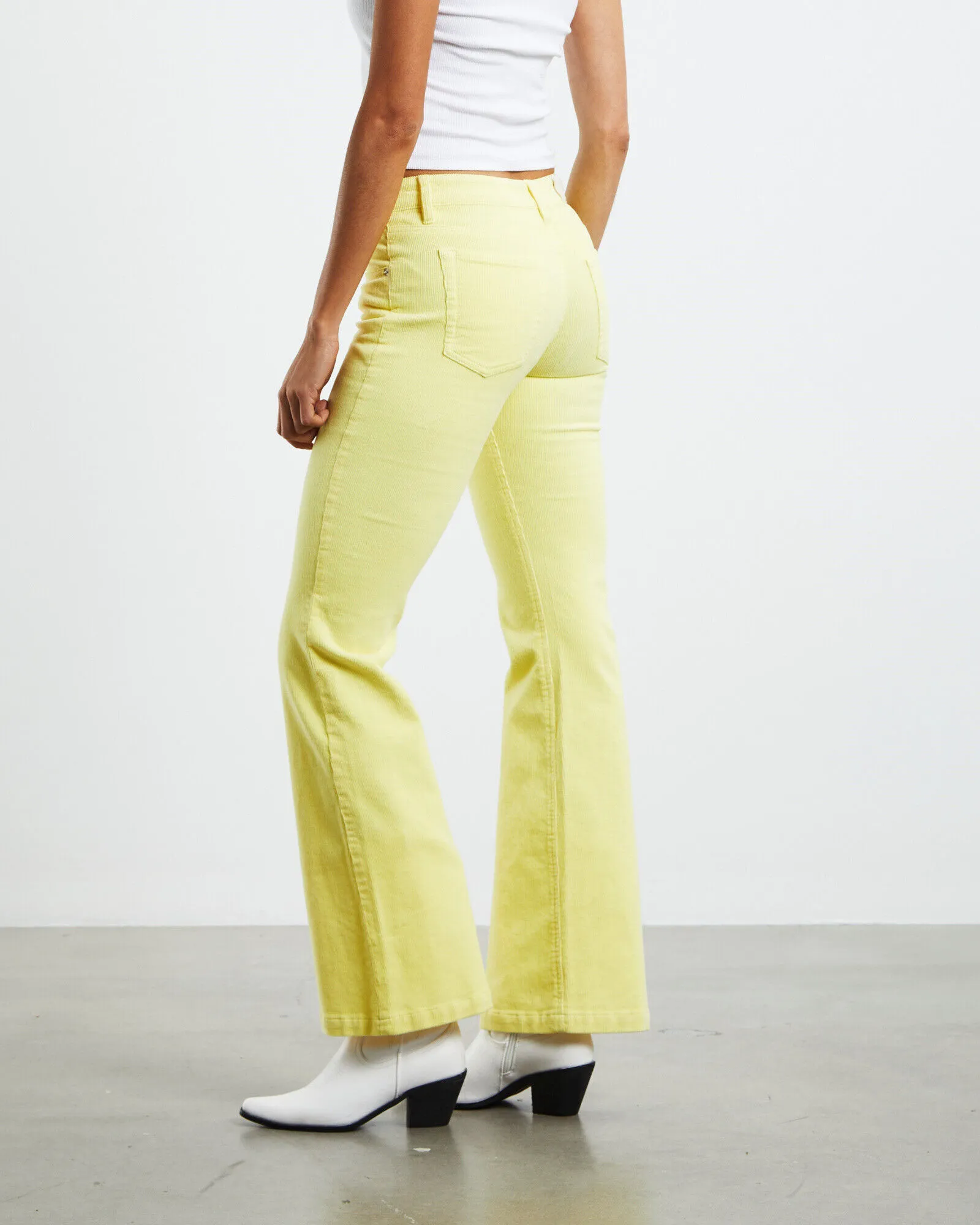 Insight Syd Cord Low Rise Bootleg Jeans Acid Yellow