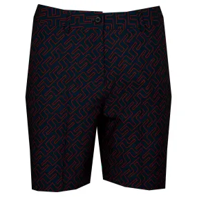 J Lindeberg Gwen Long Printed Ladies Golf Shorts Ketchup Bridge Monogram