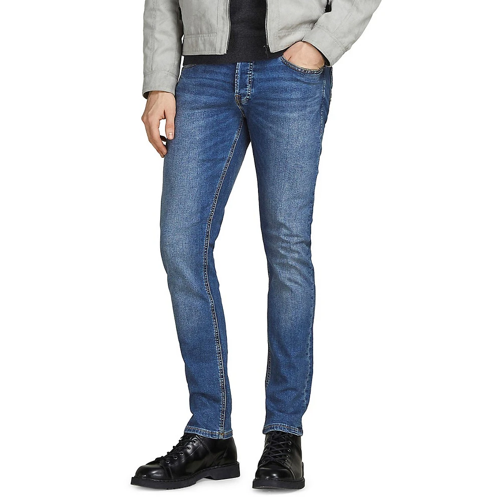 Jack & Jones Glenn Slim-Fit Low-Rise Stonewashed Jeans