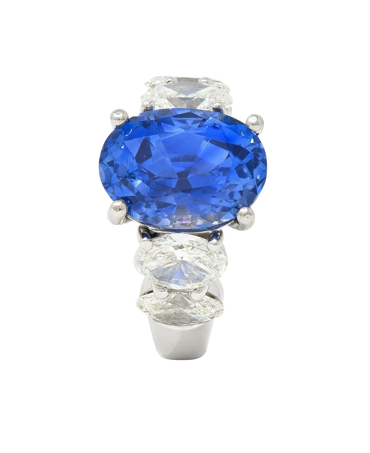 JB Star 7.15 CTW Ceylon Sapphire Diamond Platinum Five Stone Ring GIA