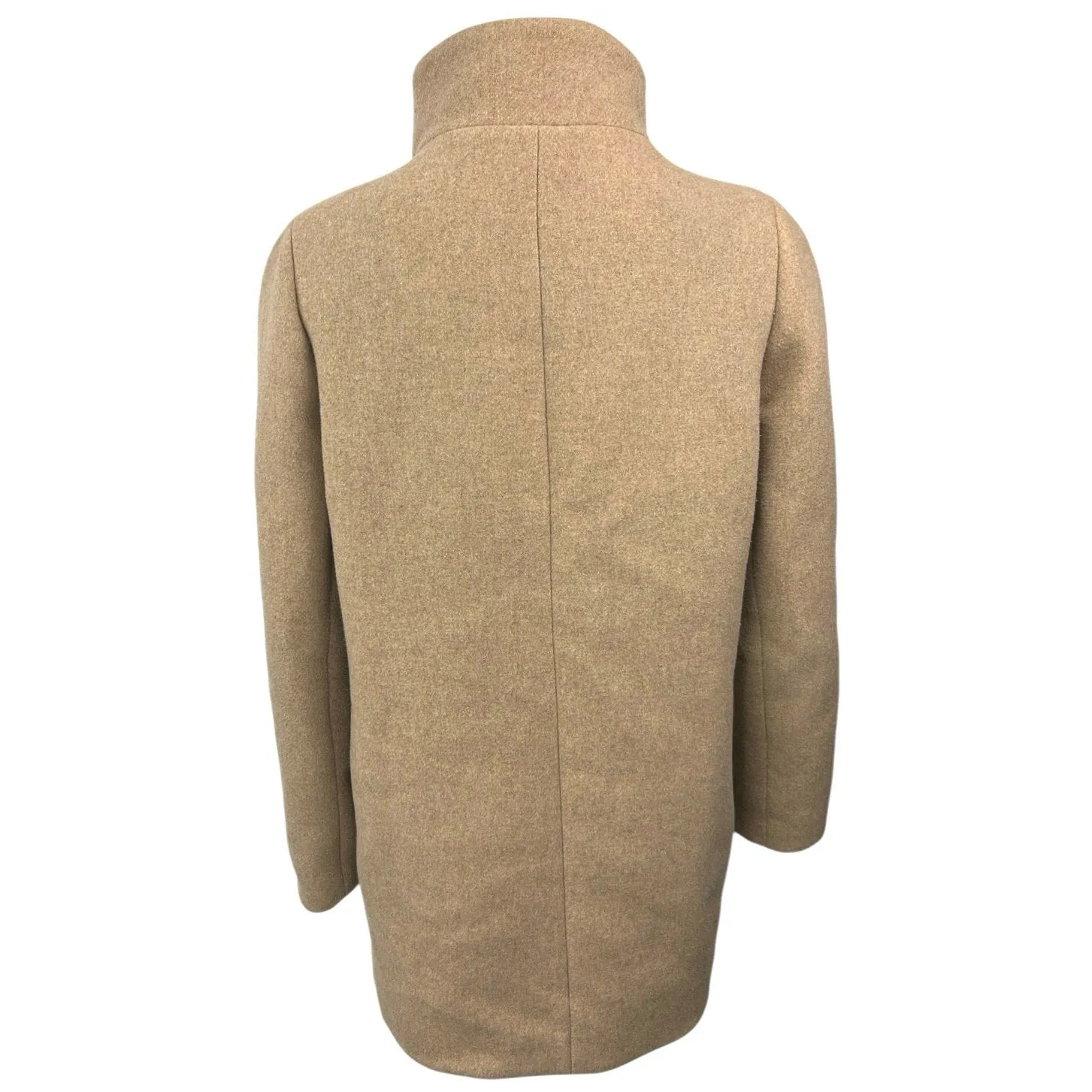 J.crew City Coat Women's Beige Tan Wool Funnel Neck Full Zip Pea Coat Jacket 4