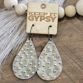 KIG Beige Bling Teardrop Earrings