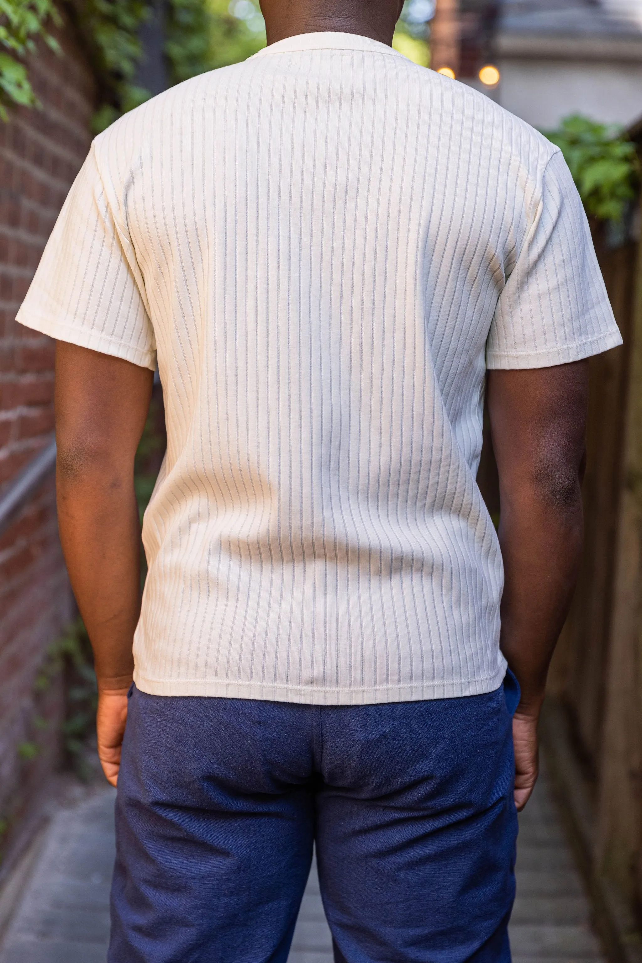 Knickerbocker Ladder Rib Tee - Milk