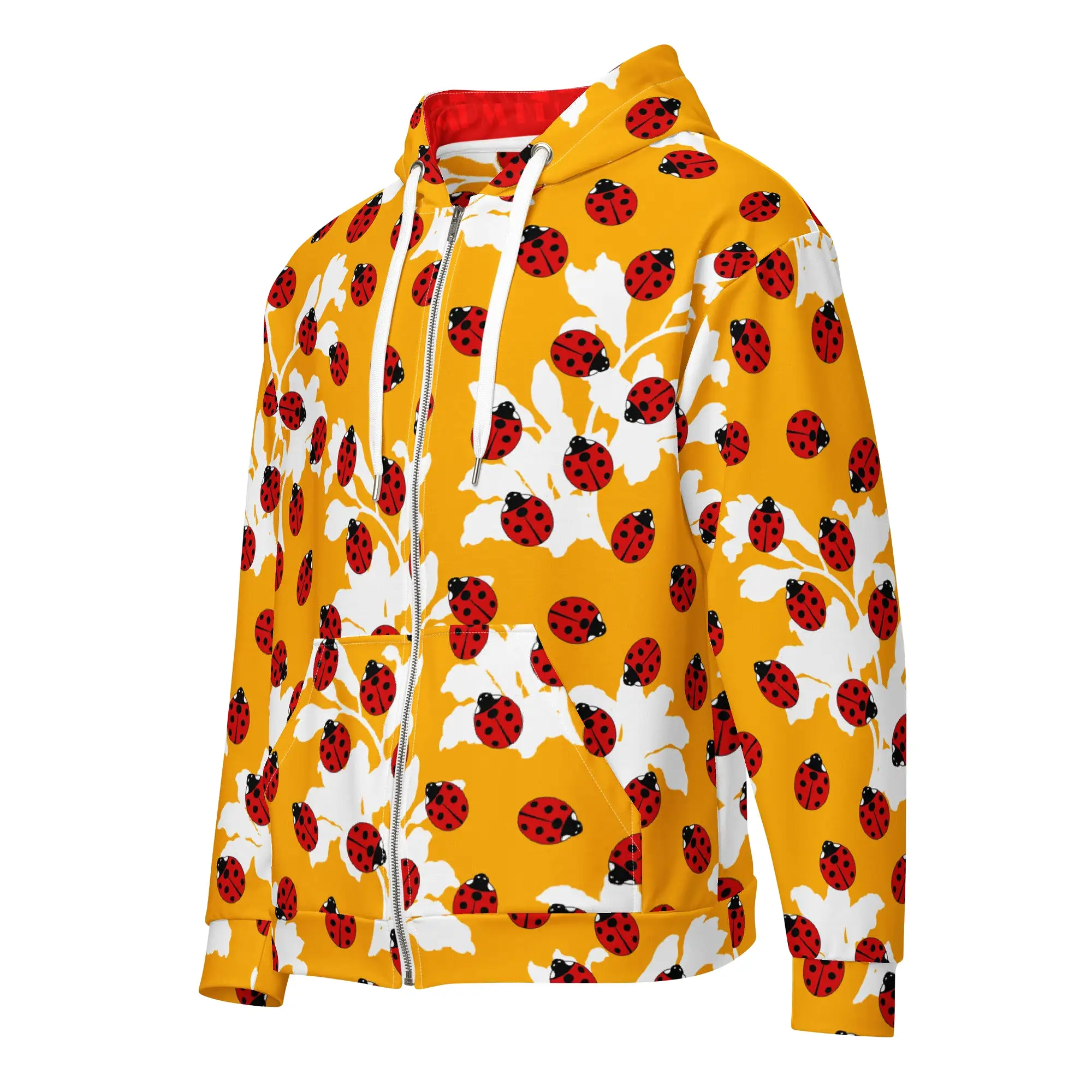 Ladybugs on Saffron Unisex zip hoodie