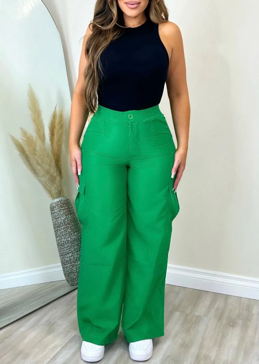 Let's Talk About It Cargo Pants Kelly Green