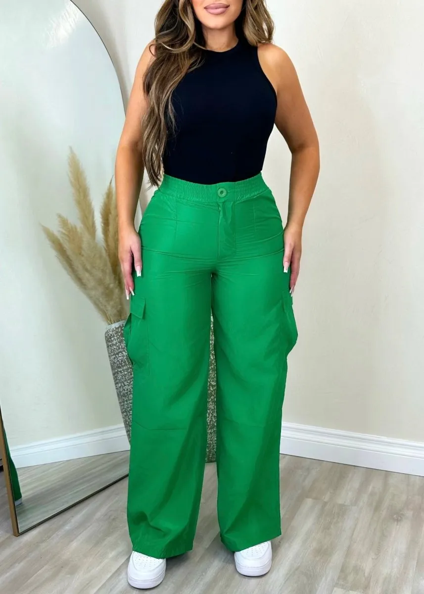 Let's Talk About It Cargo Pants Kelly Green