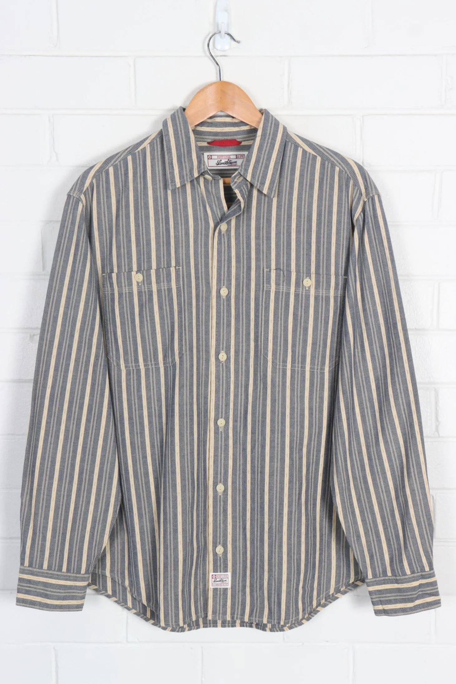 LEVI'S Blue & Beige Striped Button Up Long Sleeve Shirt (L-XL)