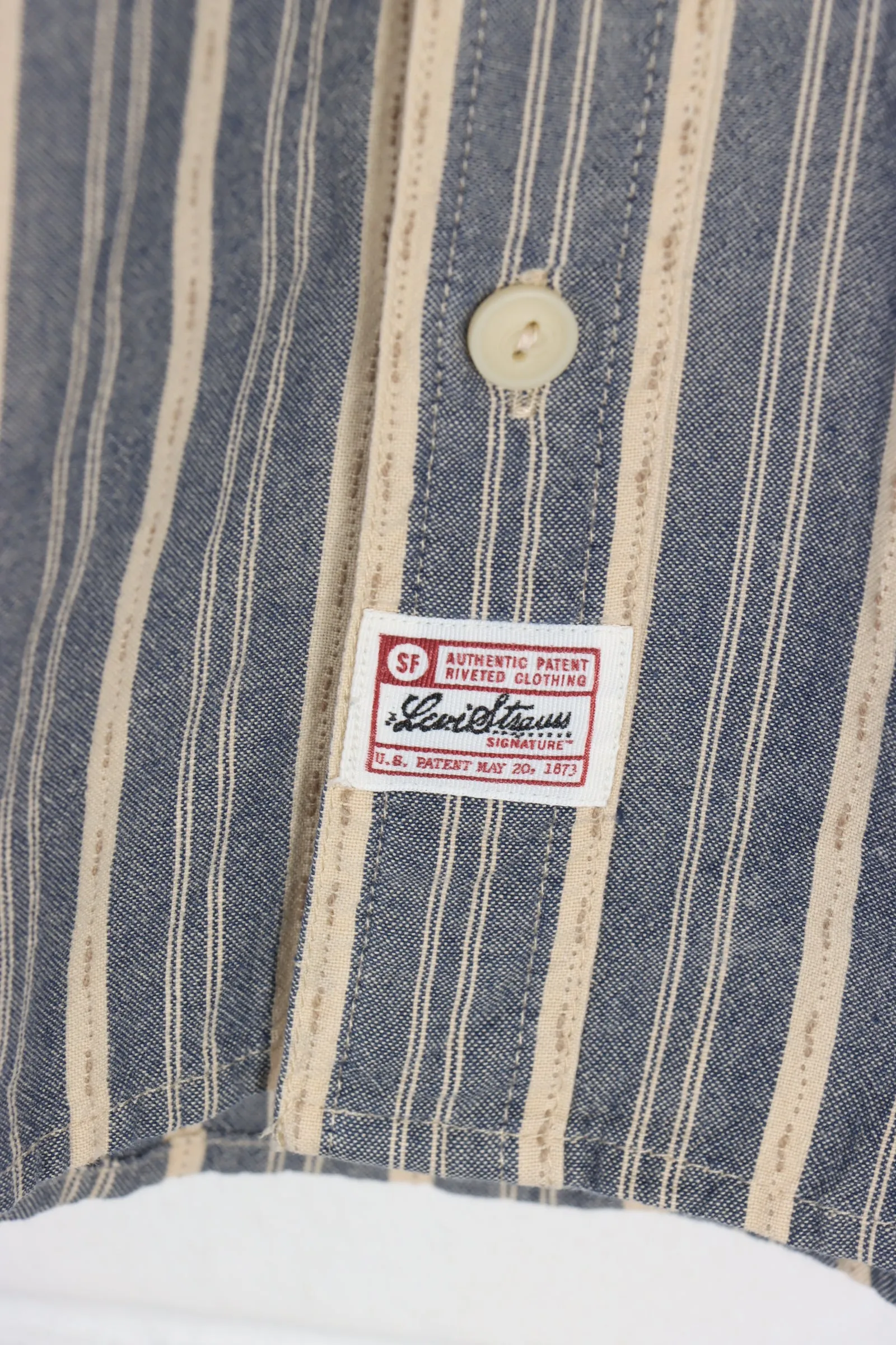 LEVI'S Blue & Beige Striped Button Up Long Sleeve Shirt (L-XL)