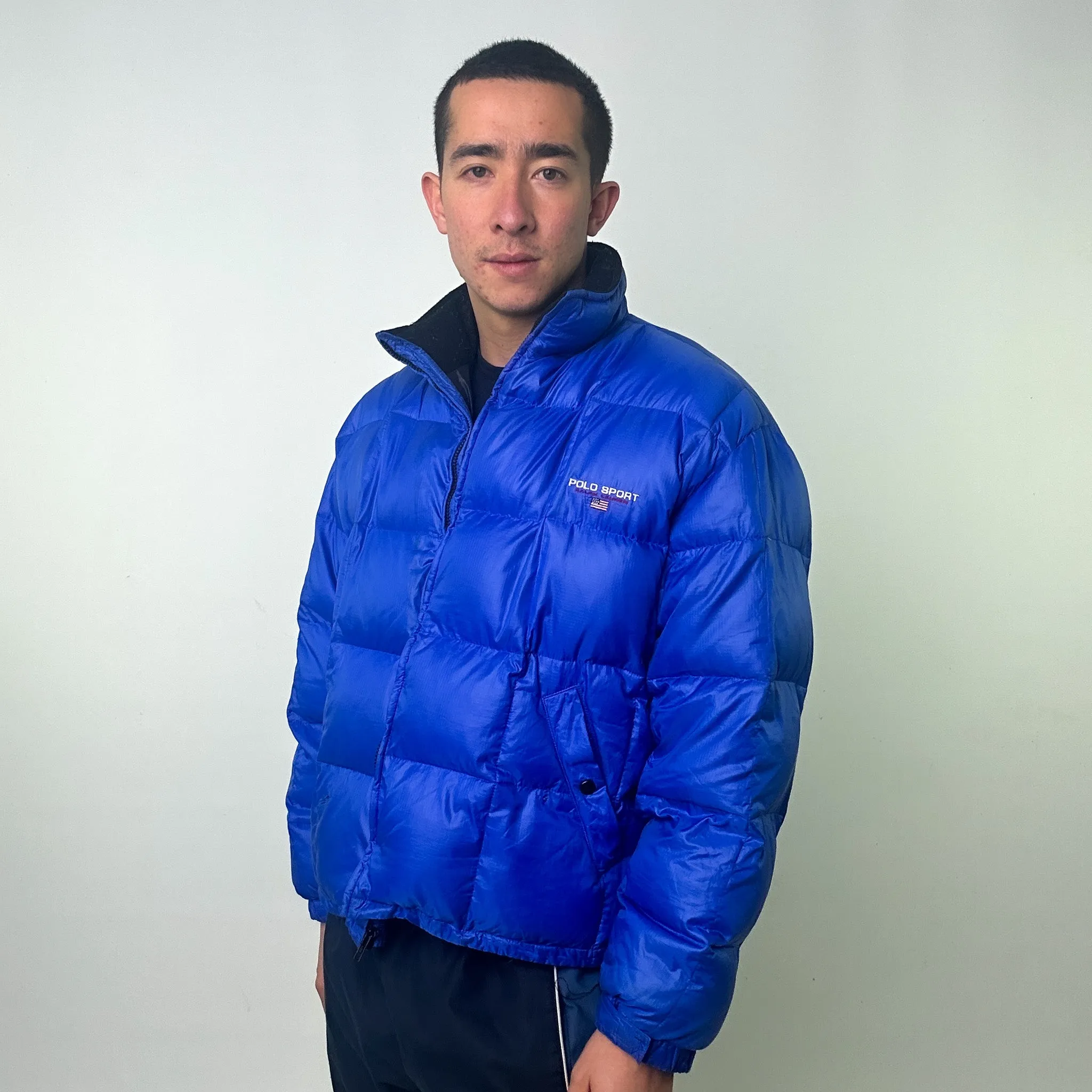 Light Blue 90s Polo Sport Ralph Lauren Puffer Jacket Coat (L)