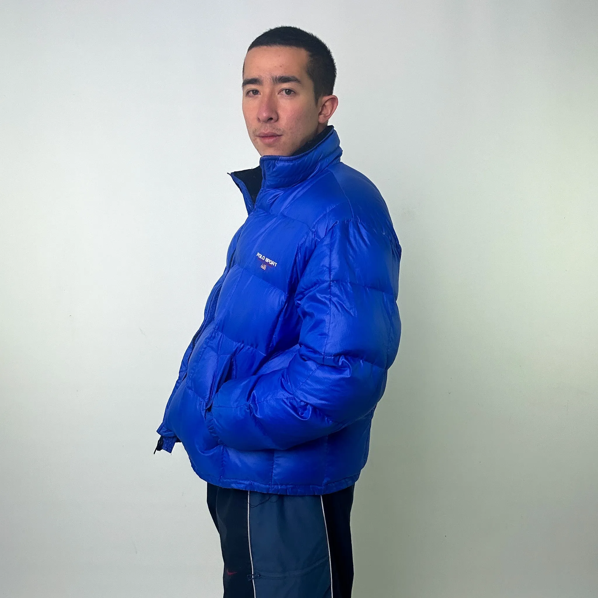 Light Blue 90s Polo Sport Ralph Lauren Puffer Jacket Coat (L)