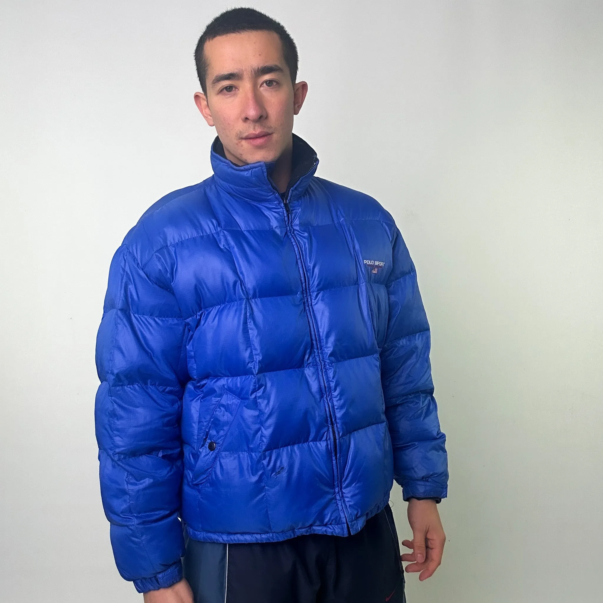 Light Blue 90s Polo Sport Ralph Lauren Puffer Jacket Coat (L)