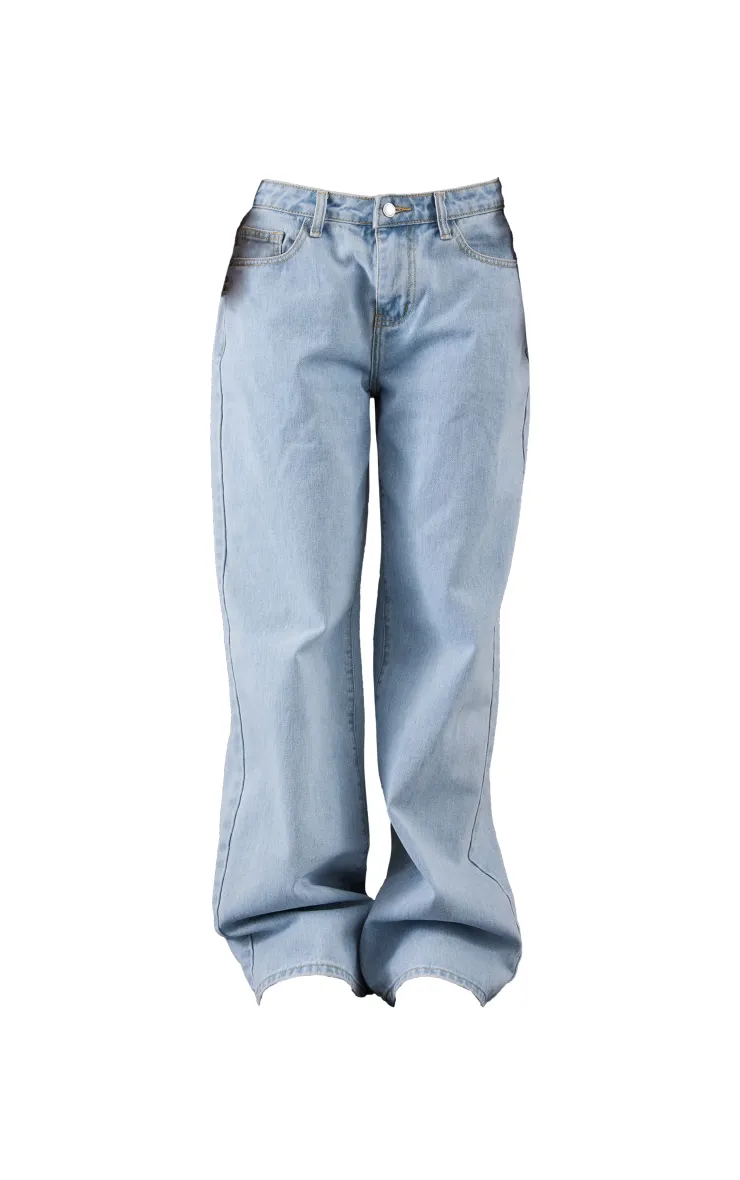 Light Blue Wash Low Rise Wide Leg Jeans