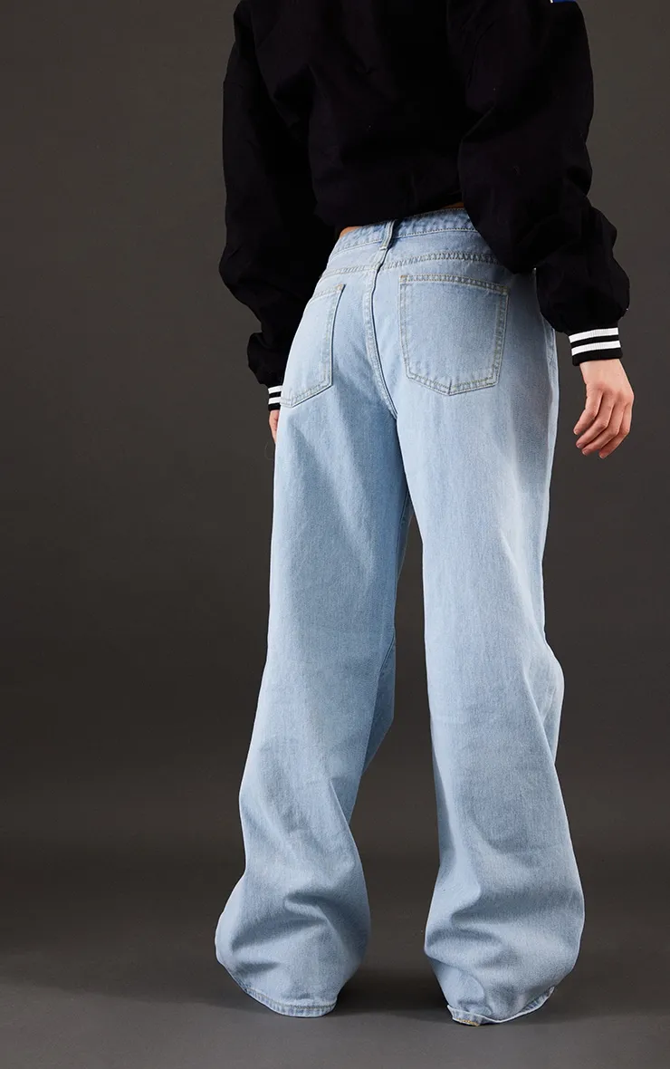 Light Blue Wash Low Rise Wide Leg Jeans