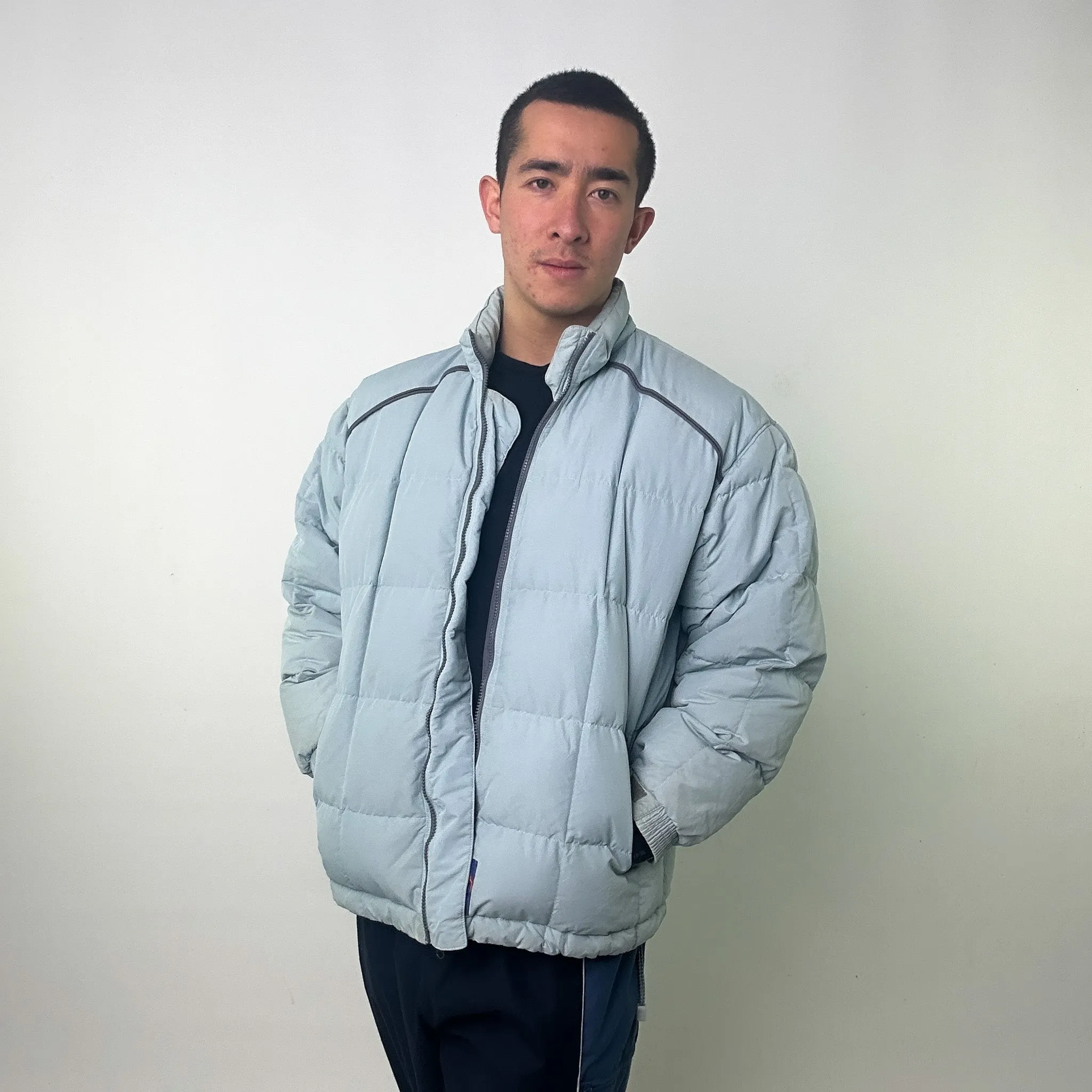 Light Blue y2ks NIKE Puffer Jacket Coat (L)