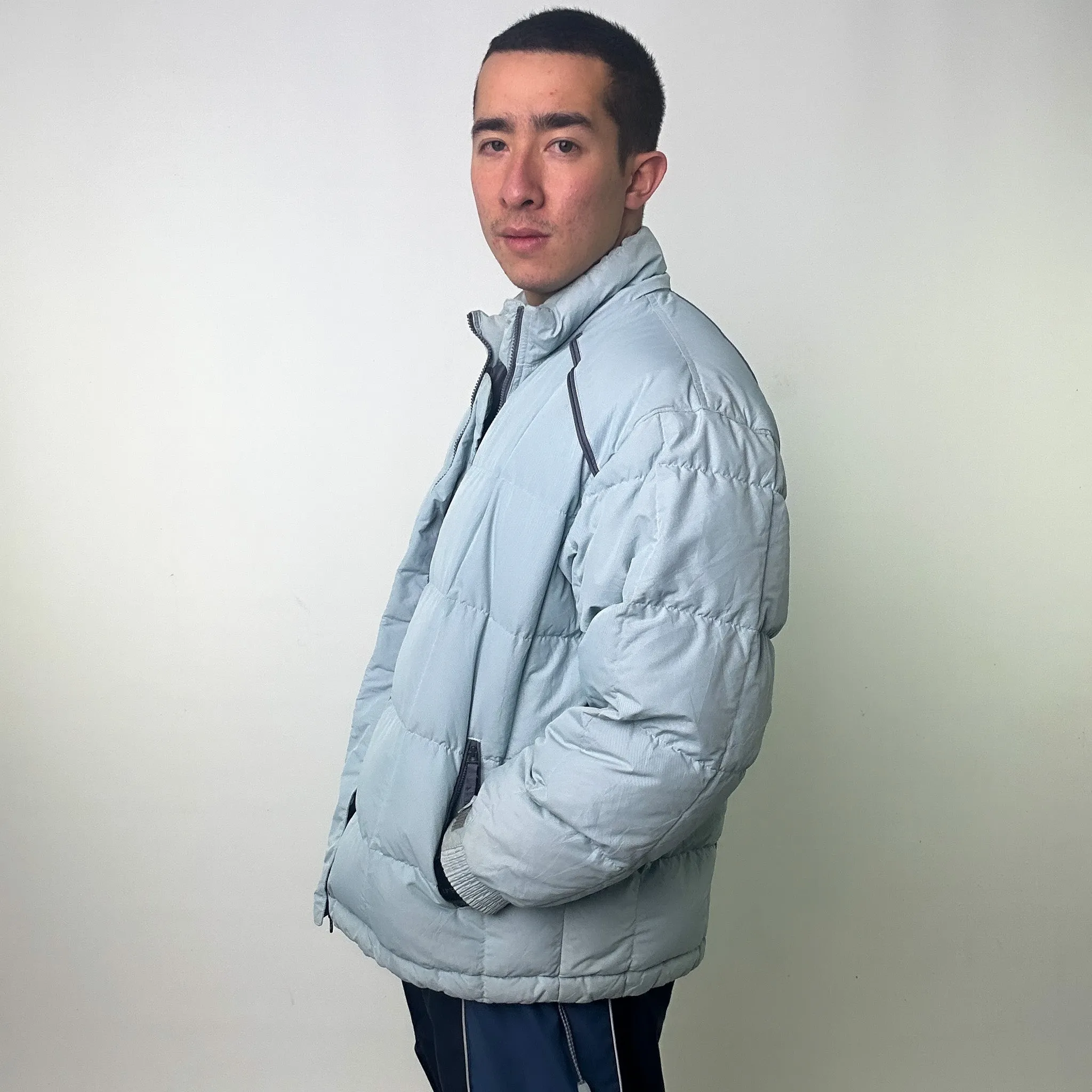 Light Blue y2ks NIKE Puffer Jacket Coat (L)