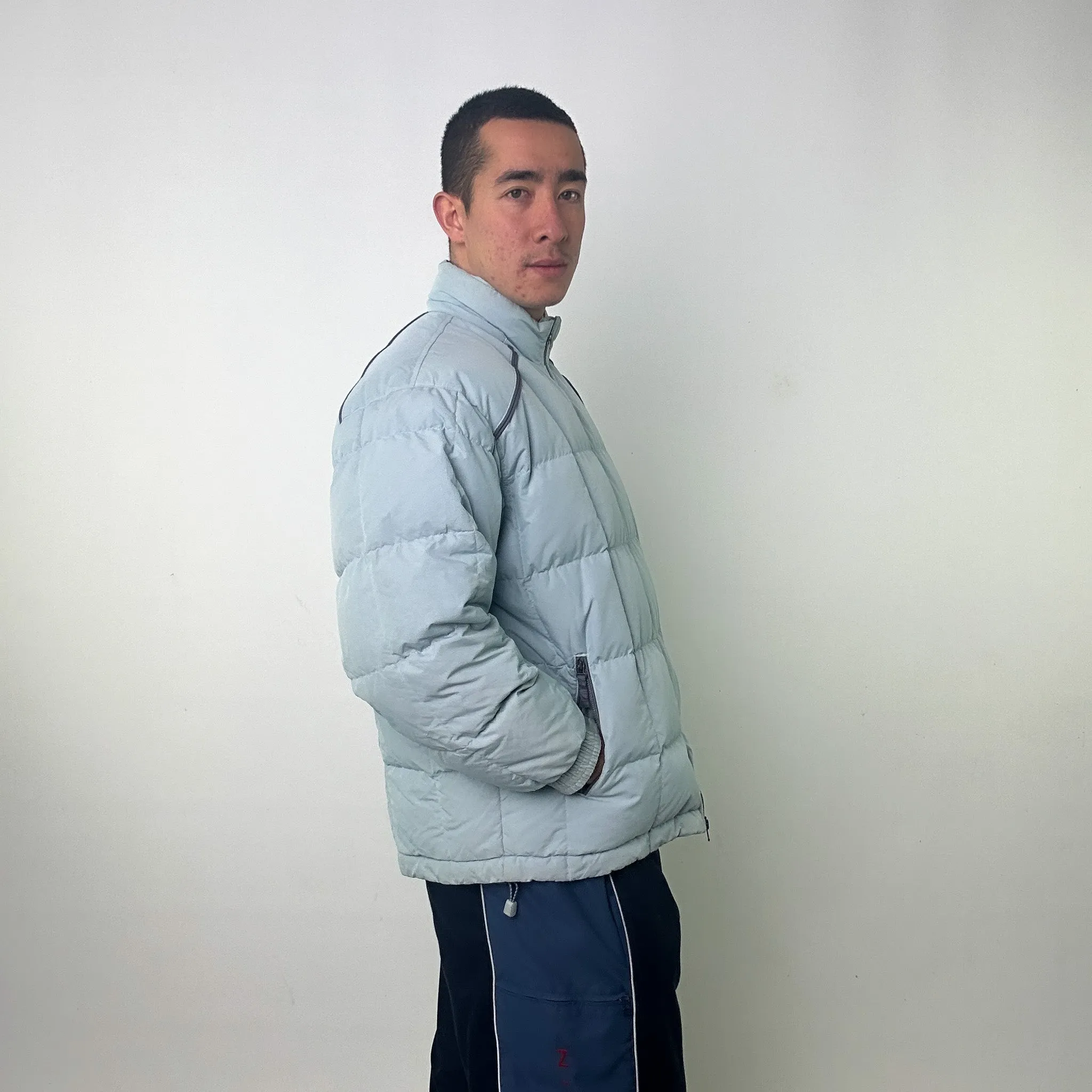 Light Blue y2ks NIKE Puffer Jacket Coat (L)