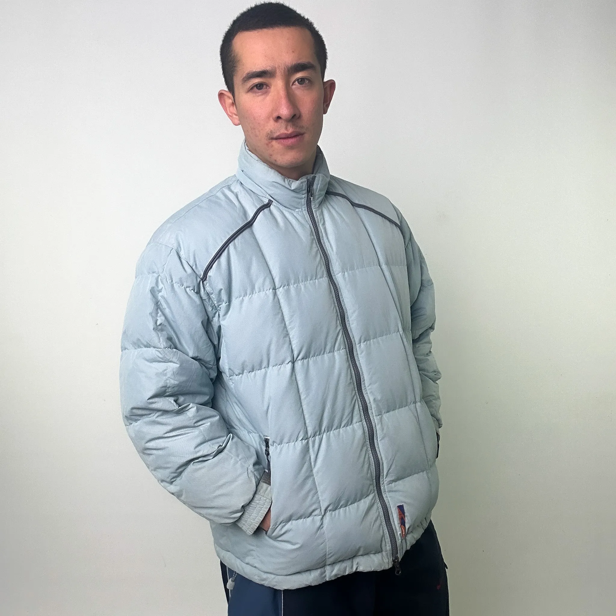 Light Blue y2ks NIKE Puffer Jacket Coat (L)