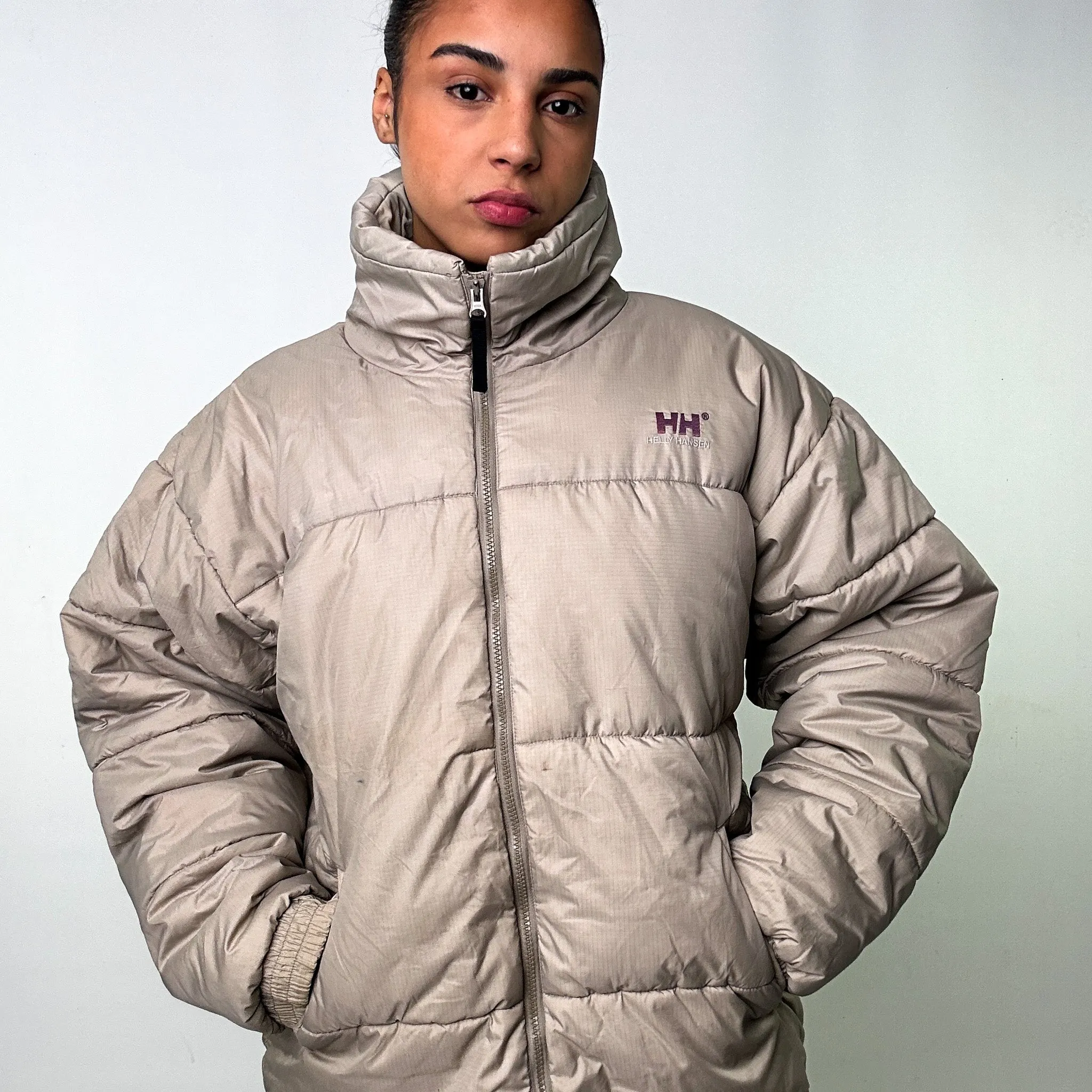 Light Grey 90s Helly Hansen Puffer Jacket Coat (L)