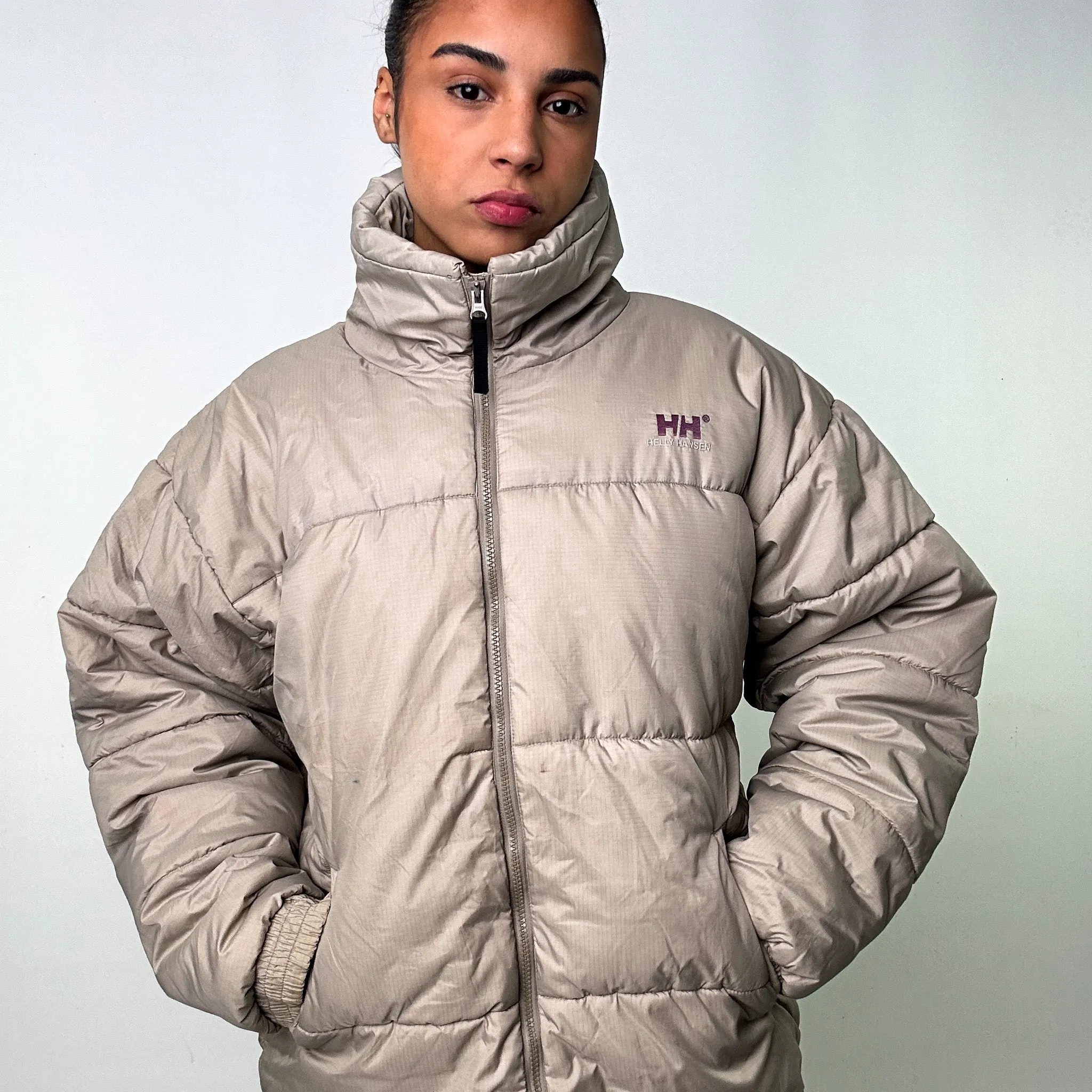 Light Grey 90s Helly Hansen Puffer Jacket Coat (L)