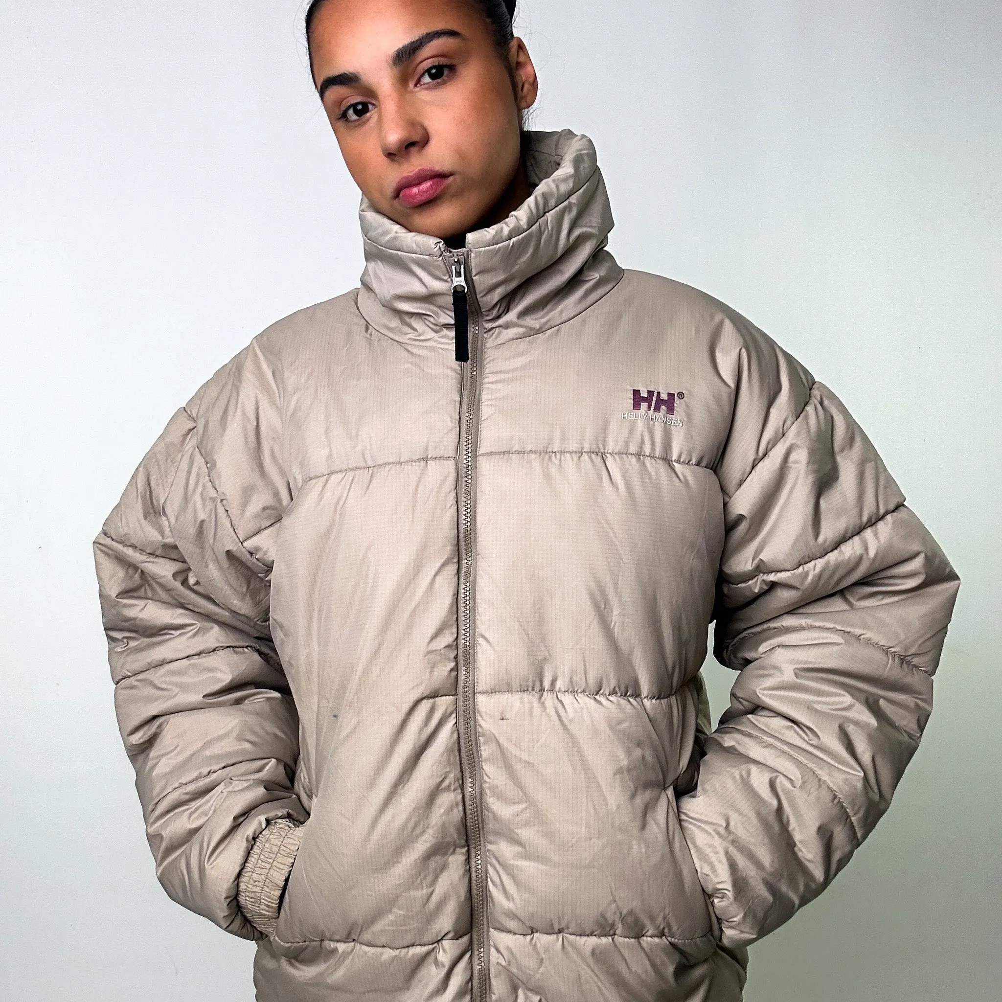 Light Grey 90s Helly Hansen Puffer Jacket Coat (L)