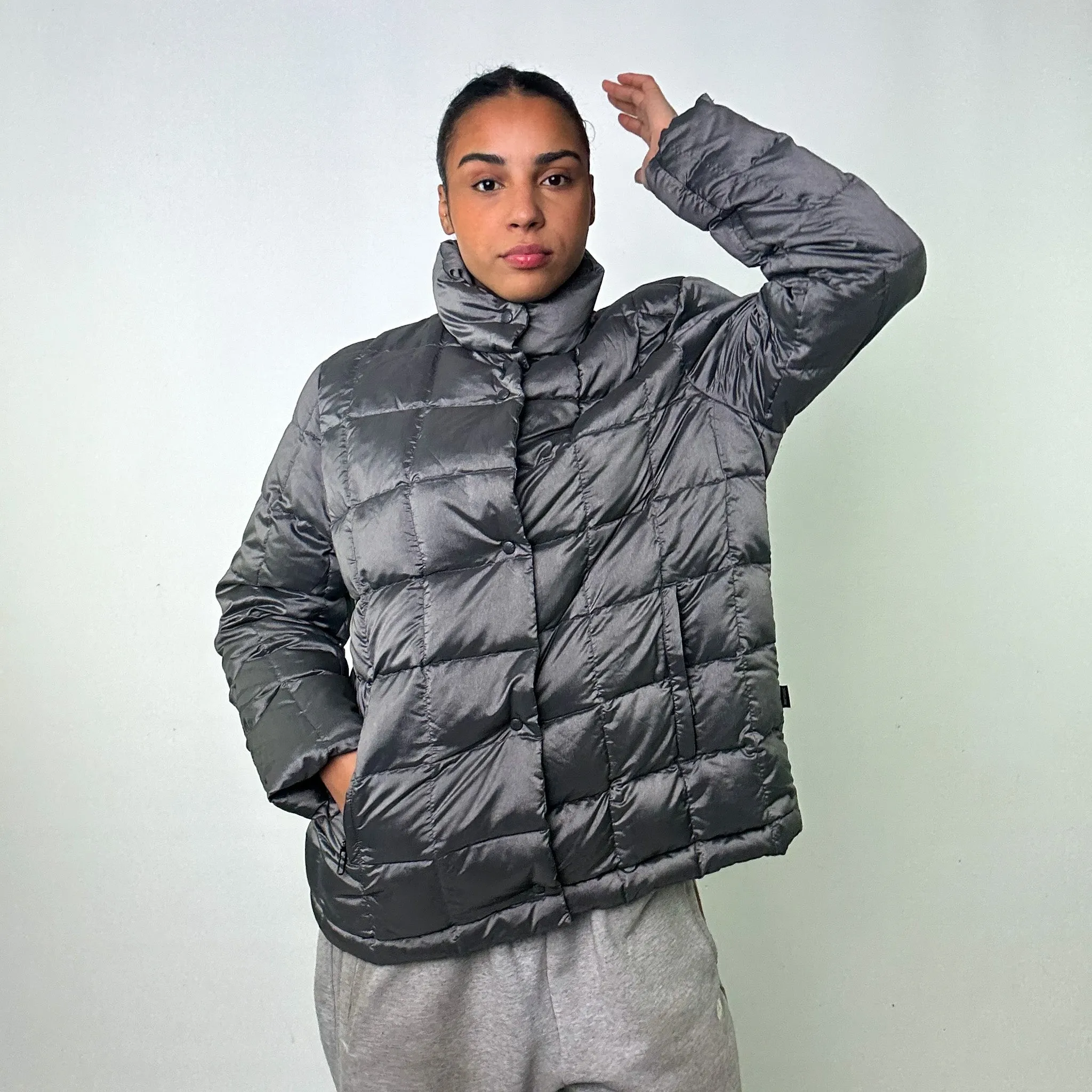 LIGHT GREY 90S MONCLER PUFFER JACKET COAT (