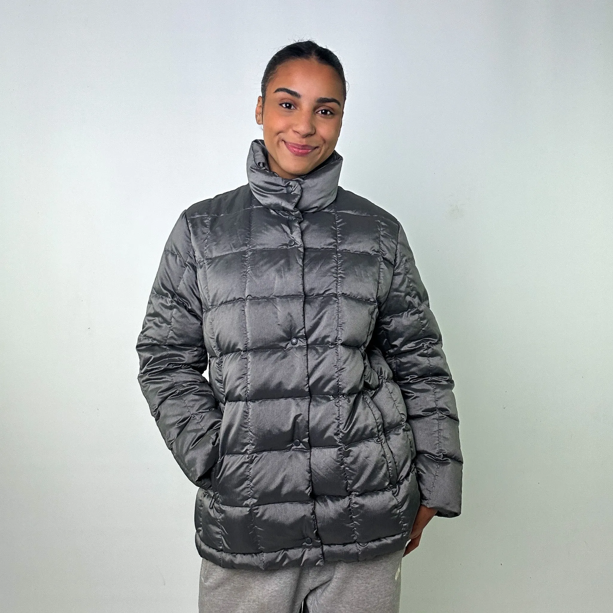 LIGHT GREY 90S MONCLER PUFFER JACKET COAT (