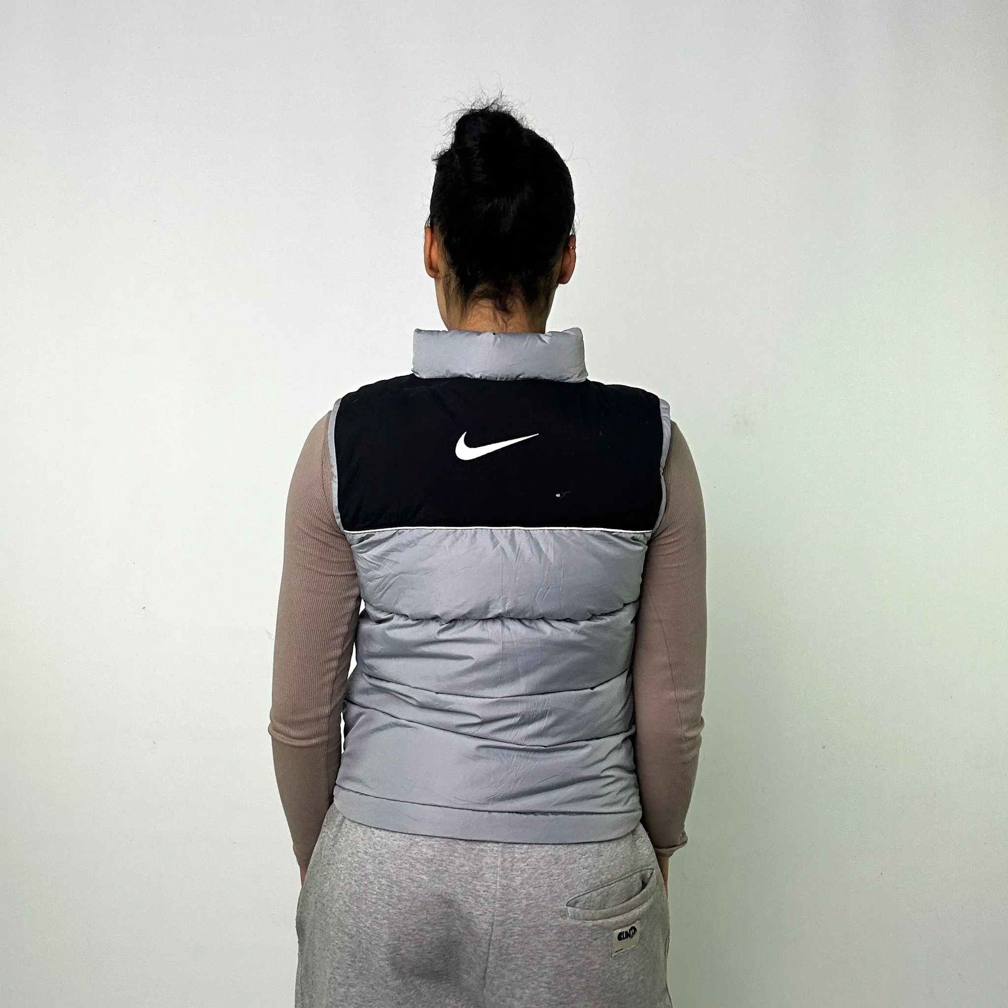 LIGHT GREY Y2KS NIKE PUFFER JACKET COAT GILET (