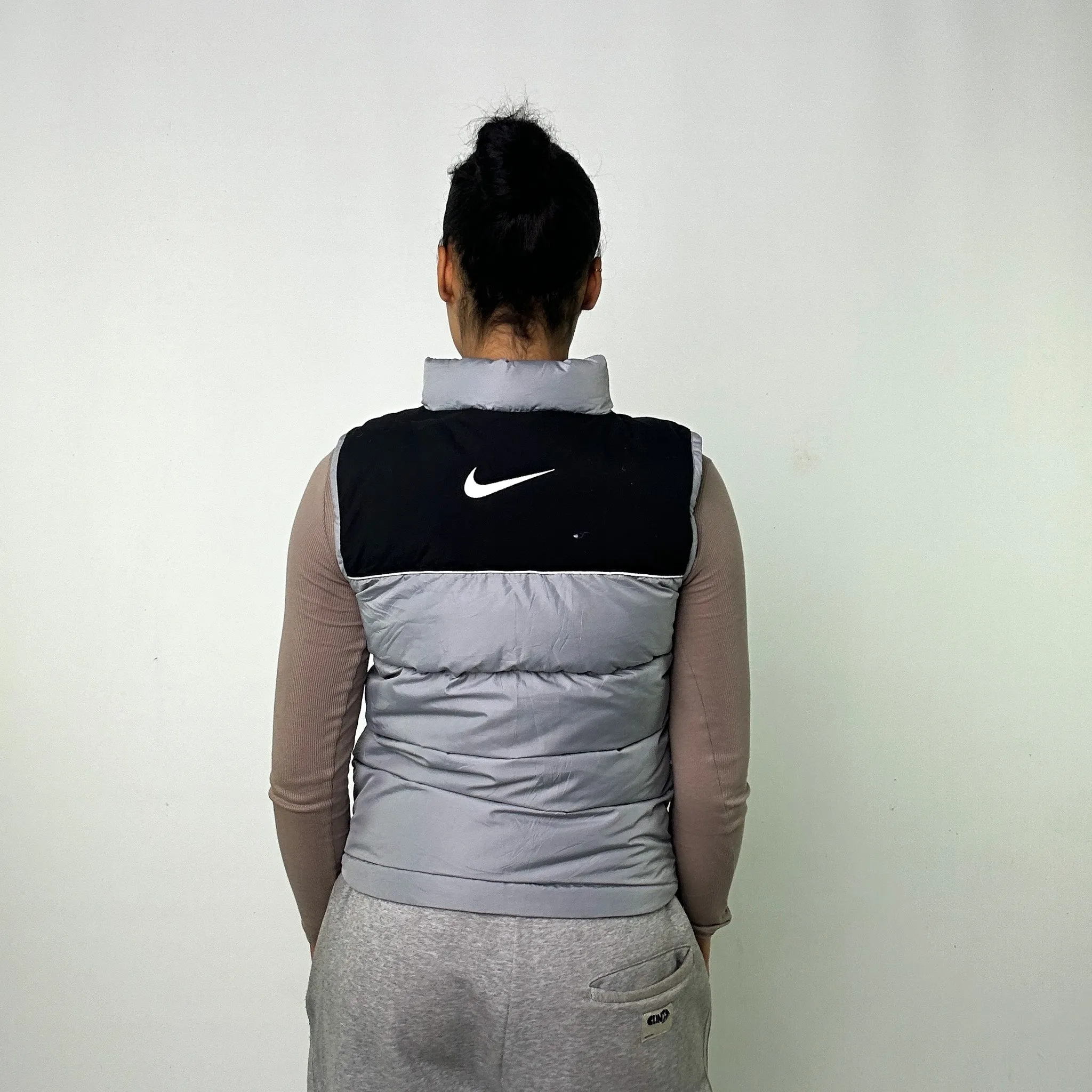 LIGHT GREY Y2KS NIKE PUFFER JACKET COAT GILET (