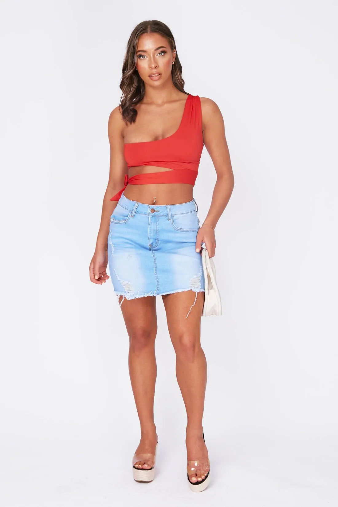 LIGHTWASH Distressed denim skirt 