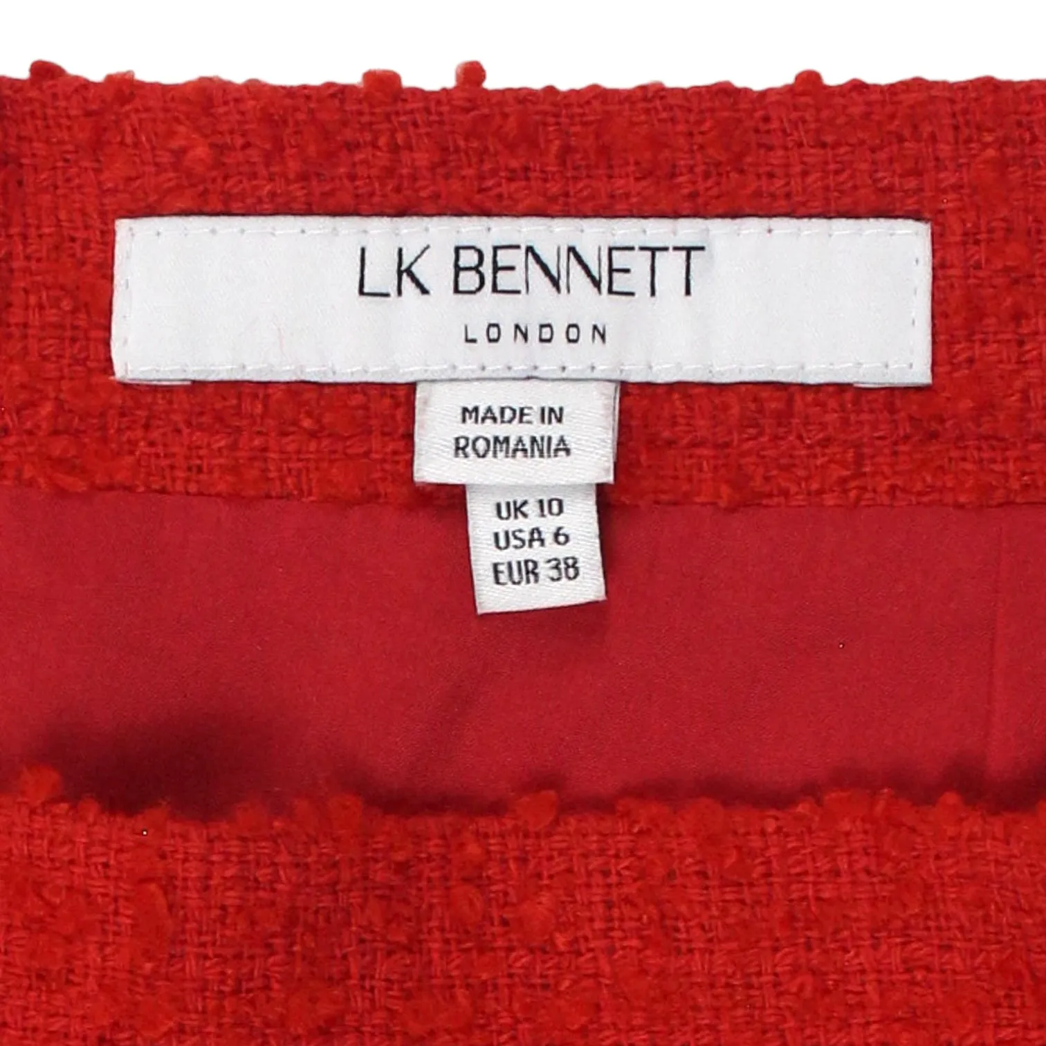 L.K.Bennett Red Boucle Skirt Suit