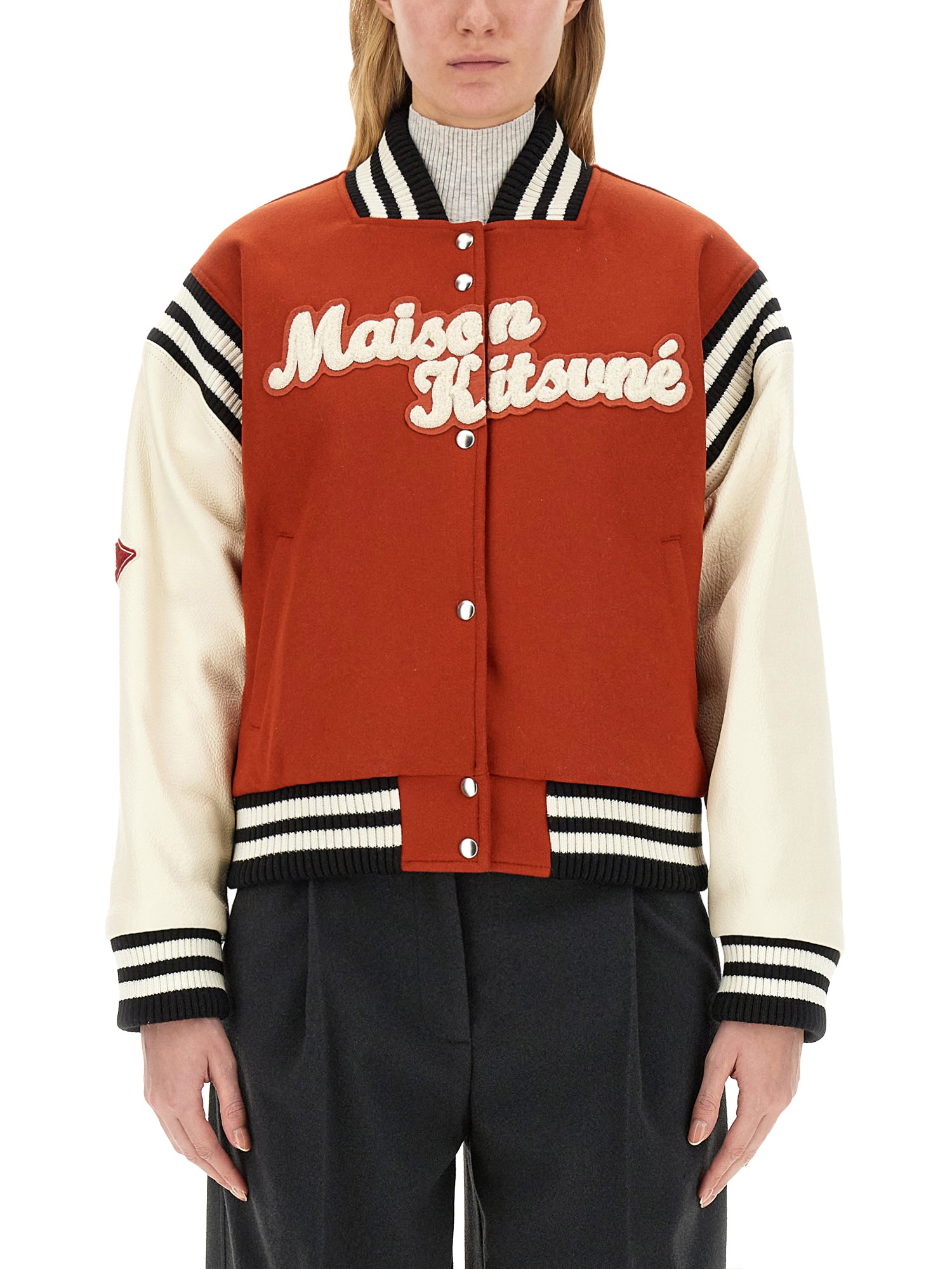 MAISON KITSUNÉ    WOOL LOGO VARSITY JACKET