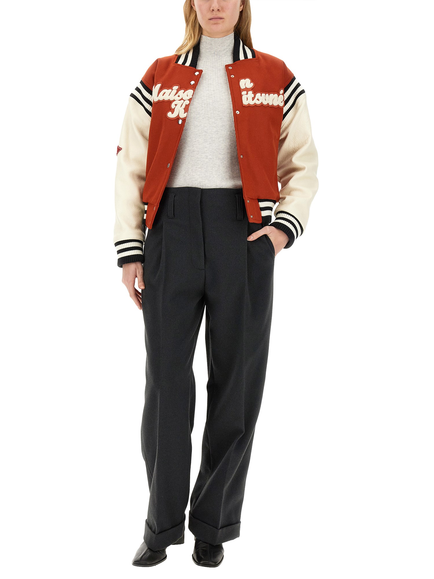 MAISON KITSUNÉ    WOOL LOGO VARSITY JACKET