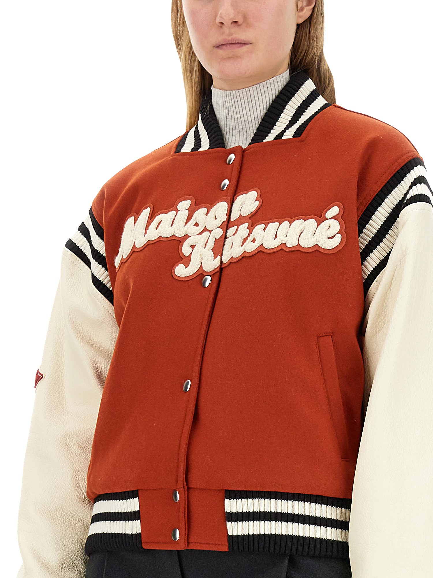 MAISON KITSUNÉ    WOOL LOGO VARSITY JACKET