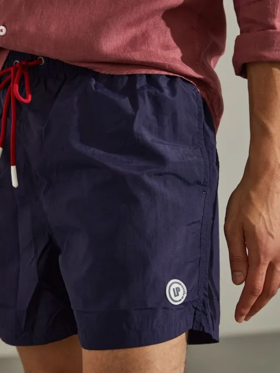 Man's regular fit swim shorts with elastic waistband and drawstring