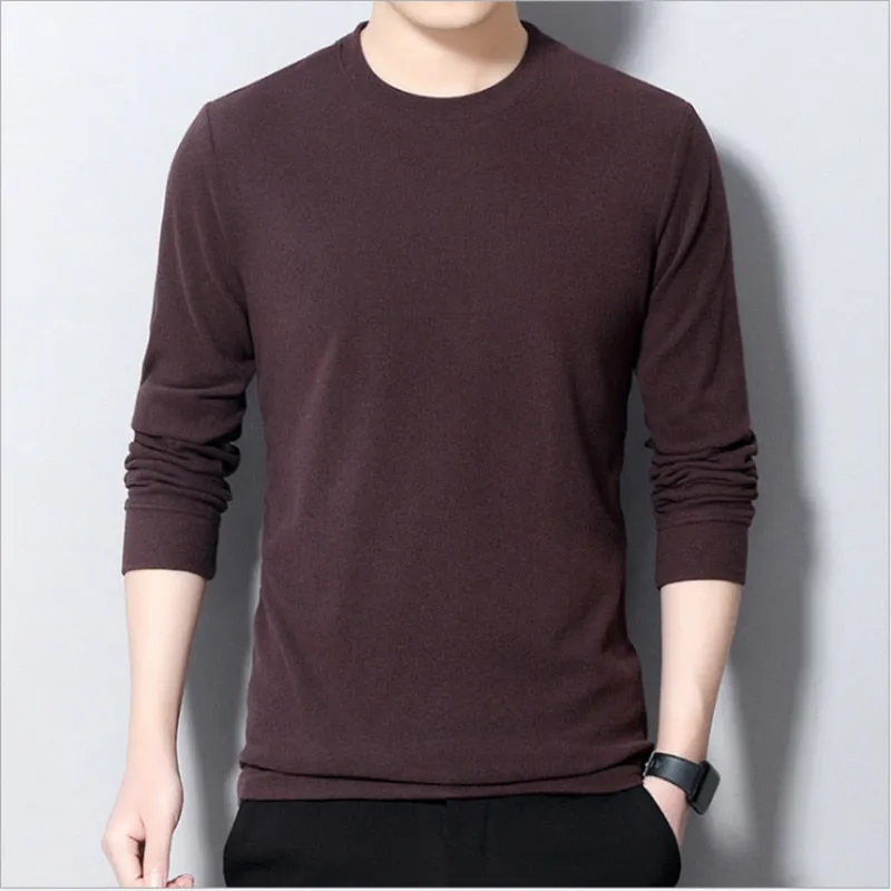 Men's Luxury Flat Knitted Sweater Standard Wool O-Neck Pullover