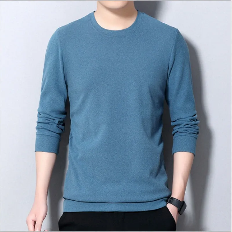 Men's Luxury Flat Knitted Sweater Standard Wool O-Neck Pullover