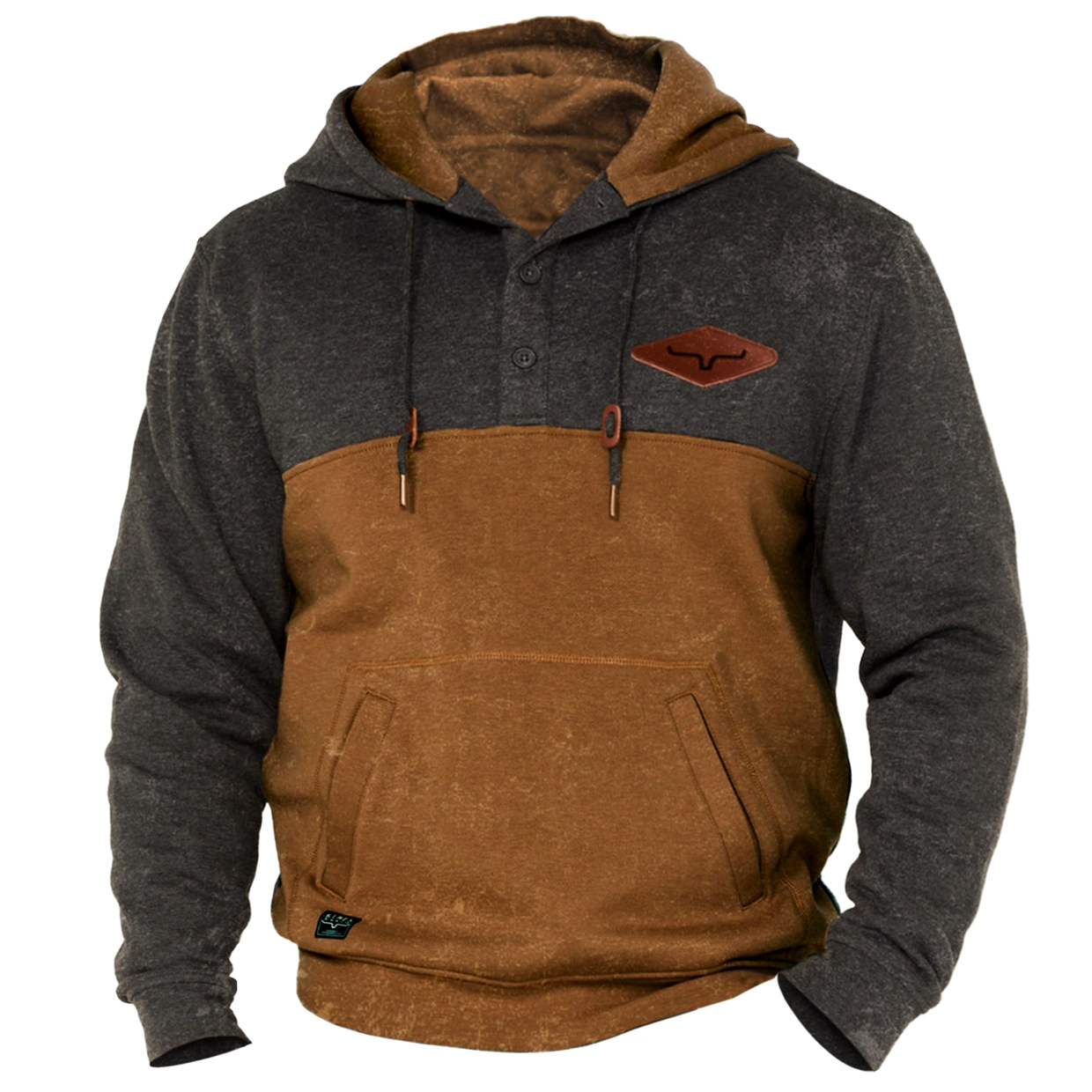 Men's Outdoor Retro Fleece Thick Contrast Color Hoodie