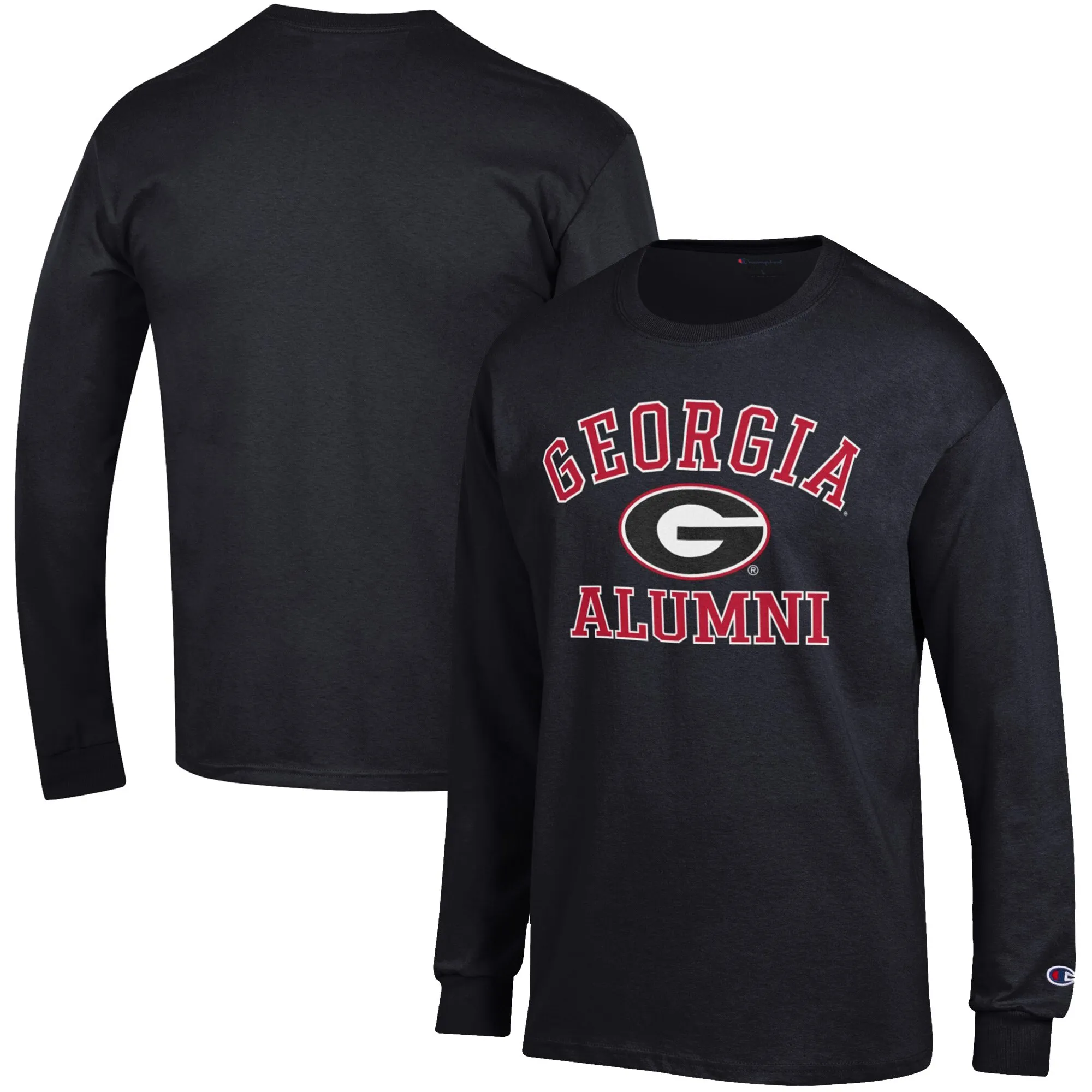 Men's Champion  Black Georgia Bulldogs Alumni Logo Long Sleeve T-Shirt