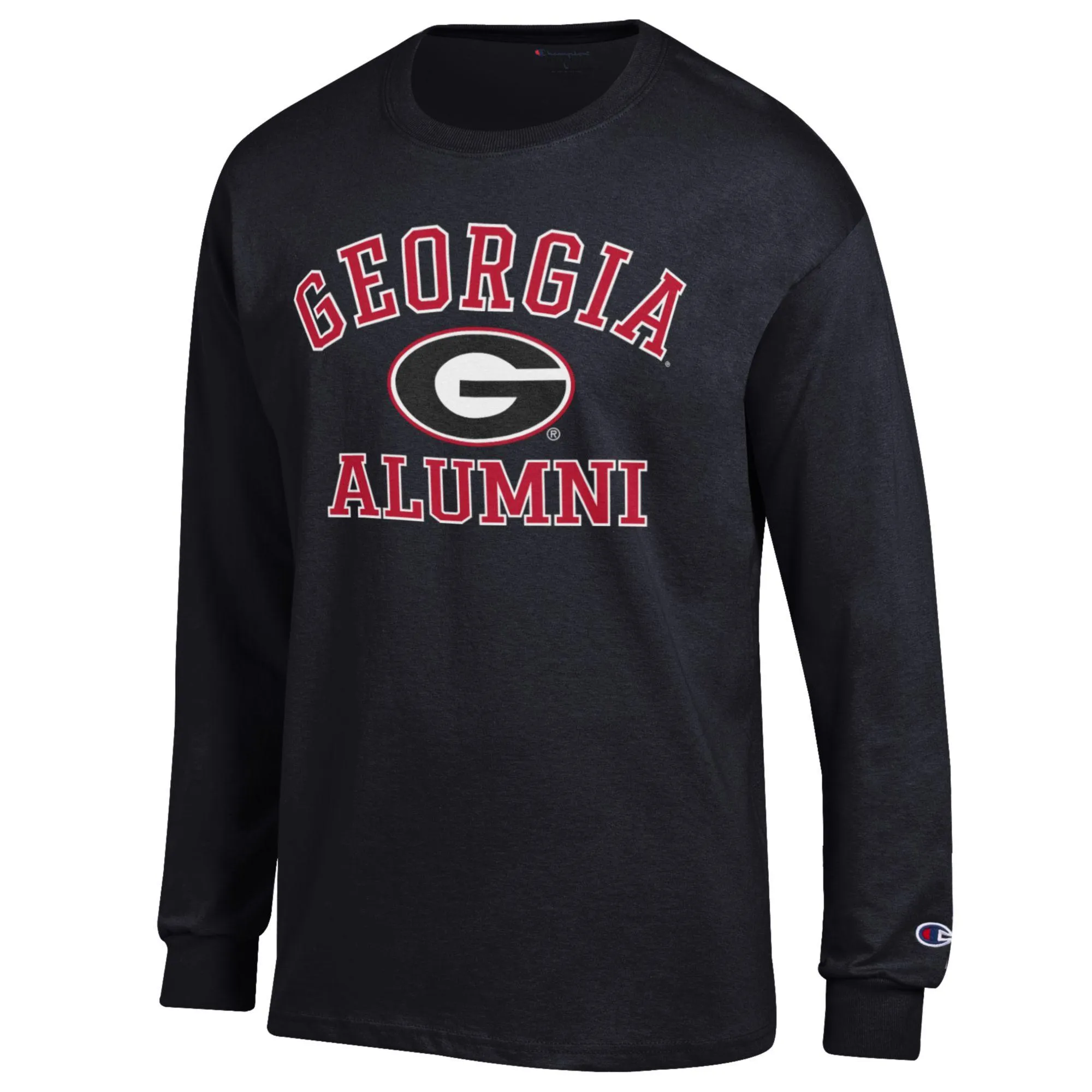 Men's Champion  Black Georgia Bulldogs Alumni Logo Long Sleeve T-Shirt