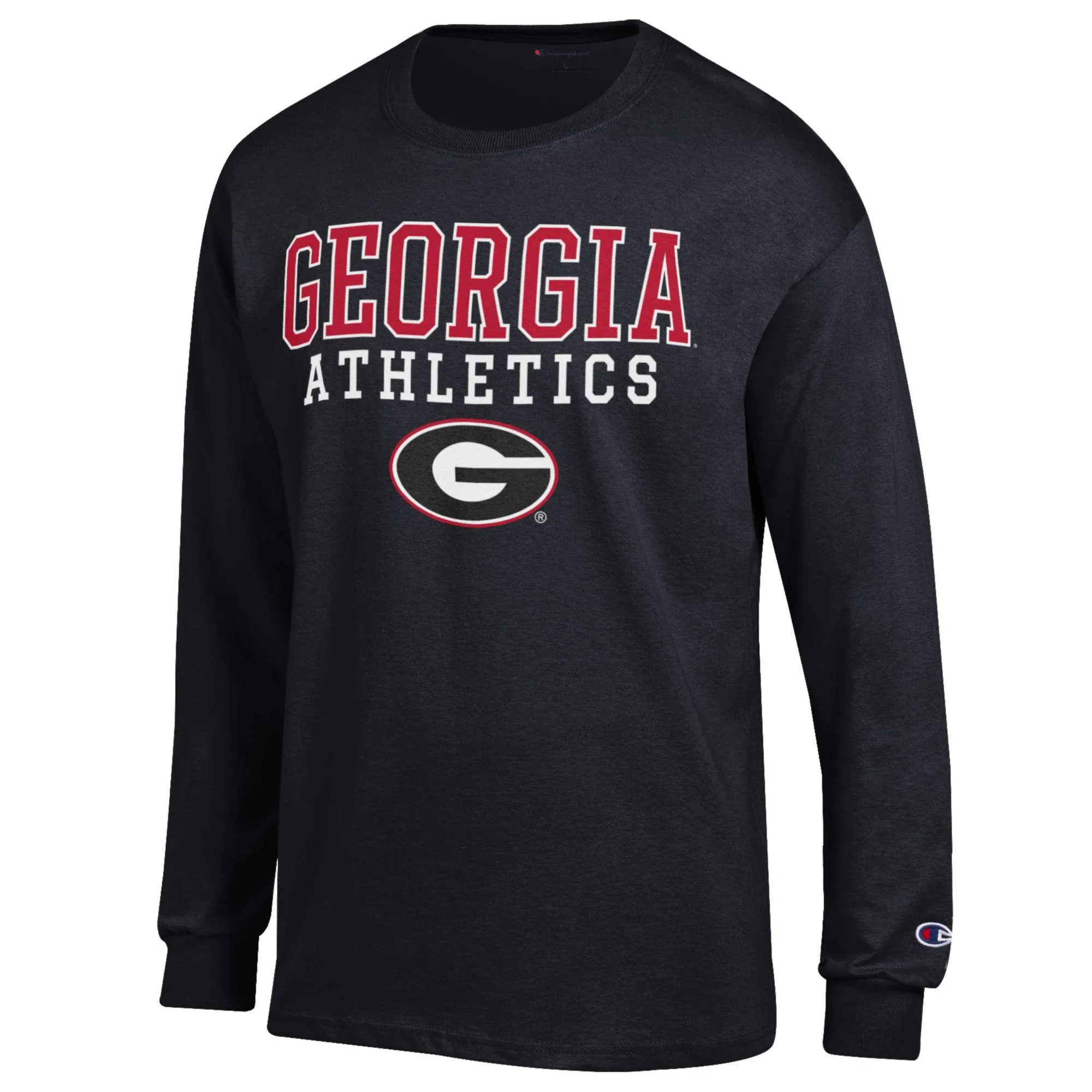 Men's Champion  Black Georgia Bulldogs Athletics Logo Stack Long Sleeve T-Shirt