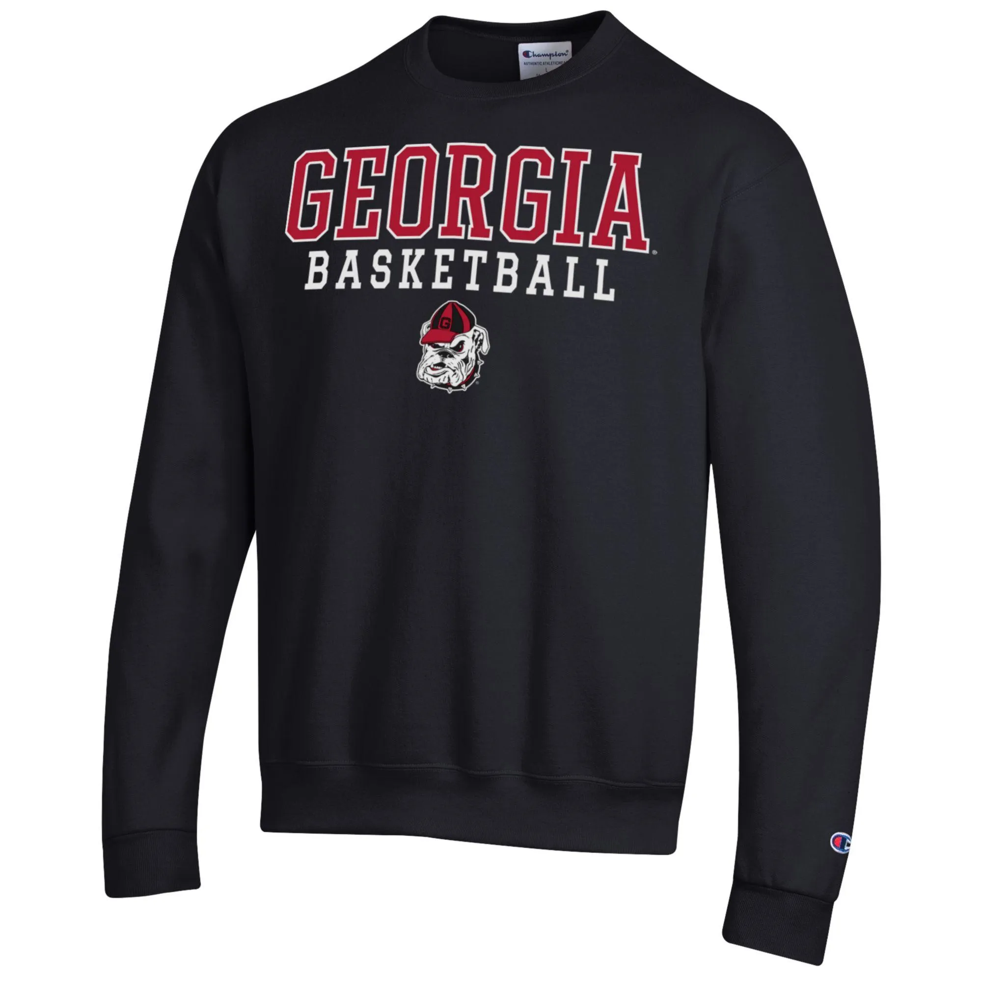 Men's Champion Black Georgia Bulldogs Basketball Stack Pullover Crewneck Sweatshirt