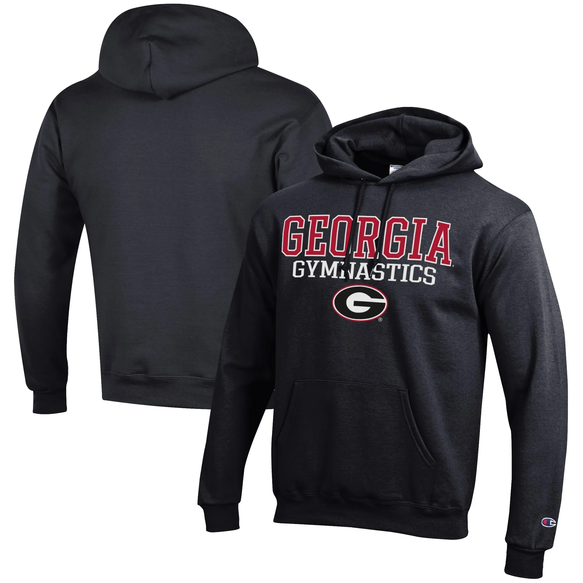 Men's Champion  Black Georgia Bulldogs Gymnastics Stack Powerblend Pullover Hoodie