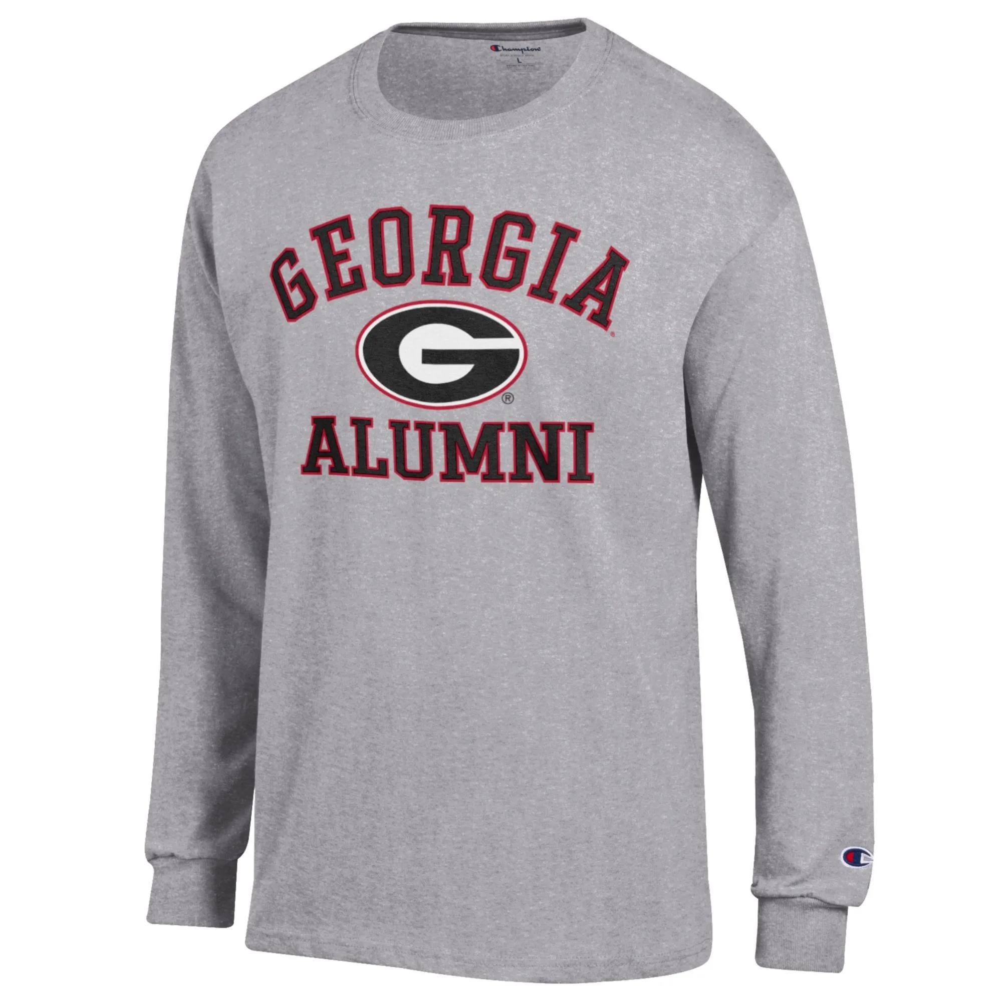 Men's Champion  Gray Georgia Bulldogs Alumni Logo Long Sleeve T-Shirt