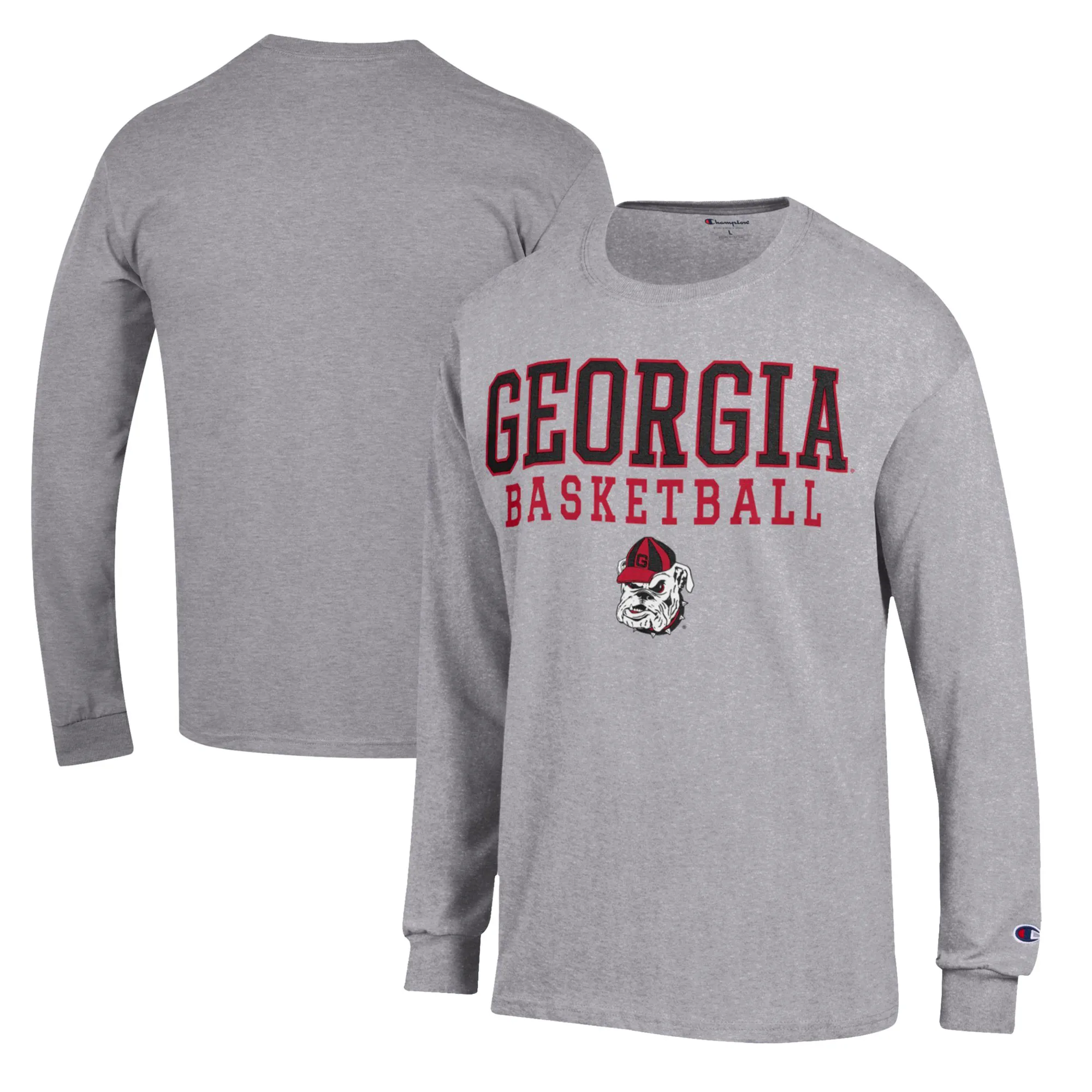 Men's Champion Heather Gray Georgia Bulldogs Basketball Stack Long Sleeve T-Shirt